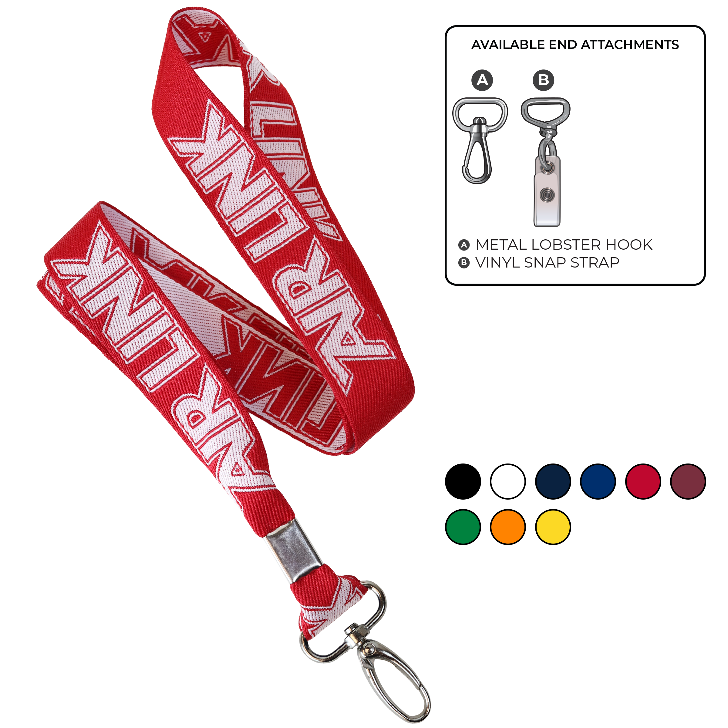 BH0024 | 1" Woven Lanyards :: NON-STANDARD END ATTACHMENTS