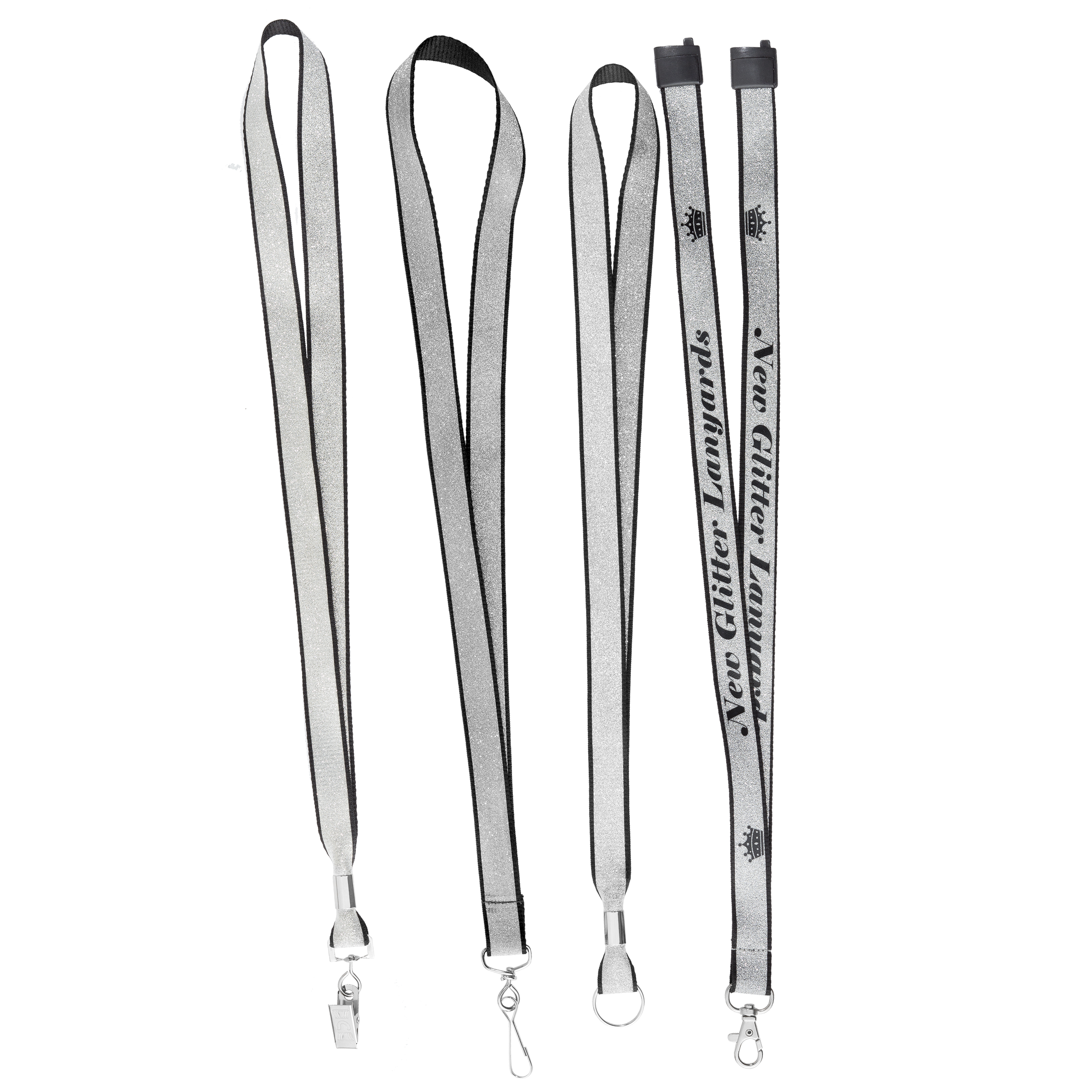 BH0077 | 3/4″ Silver Glitter Silk Screen Lanyard