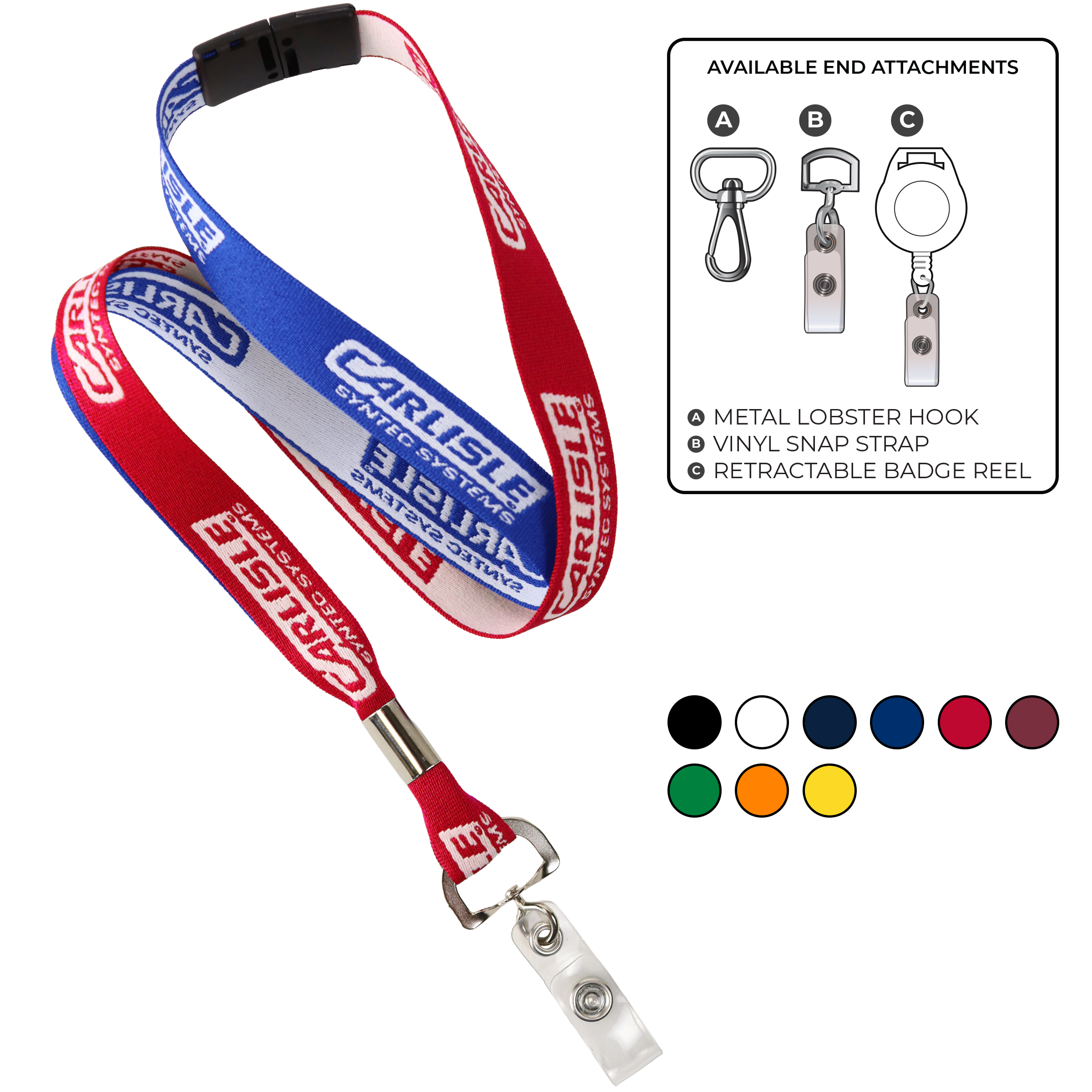 BH0044 | 5/8" Two Tone Woven Lanyards :: NON-STANDARD END ATTACHMENTS