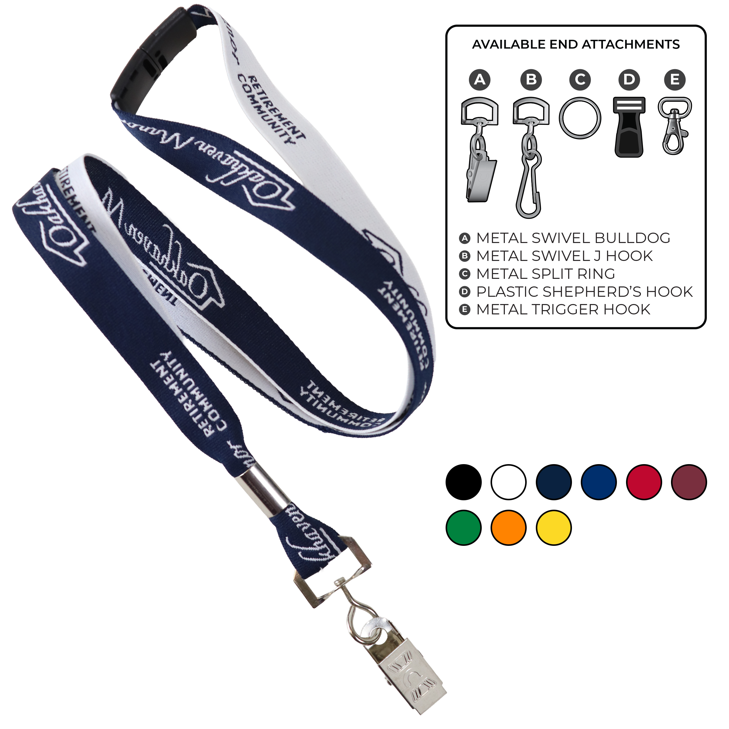BH0044 | 5/8" Two Tone Woven Lanyards :: STANDARD END ATTACHMENTS