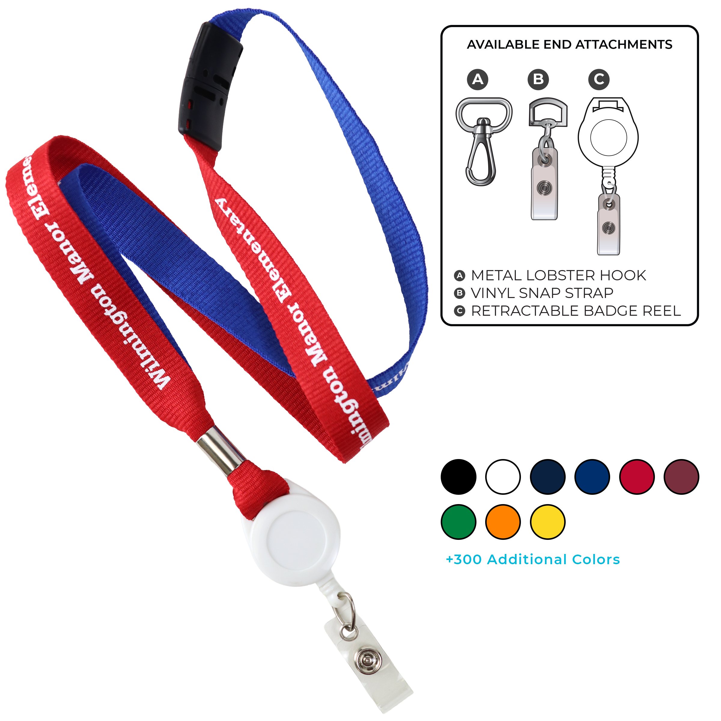BH0051 | 5/8" Two Tone MicroWeave Silkscreen Lanyards :: NON-STANDARD END ATTACHMENTS