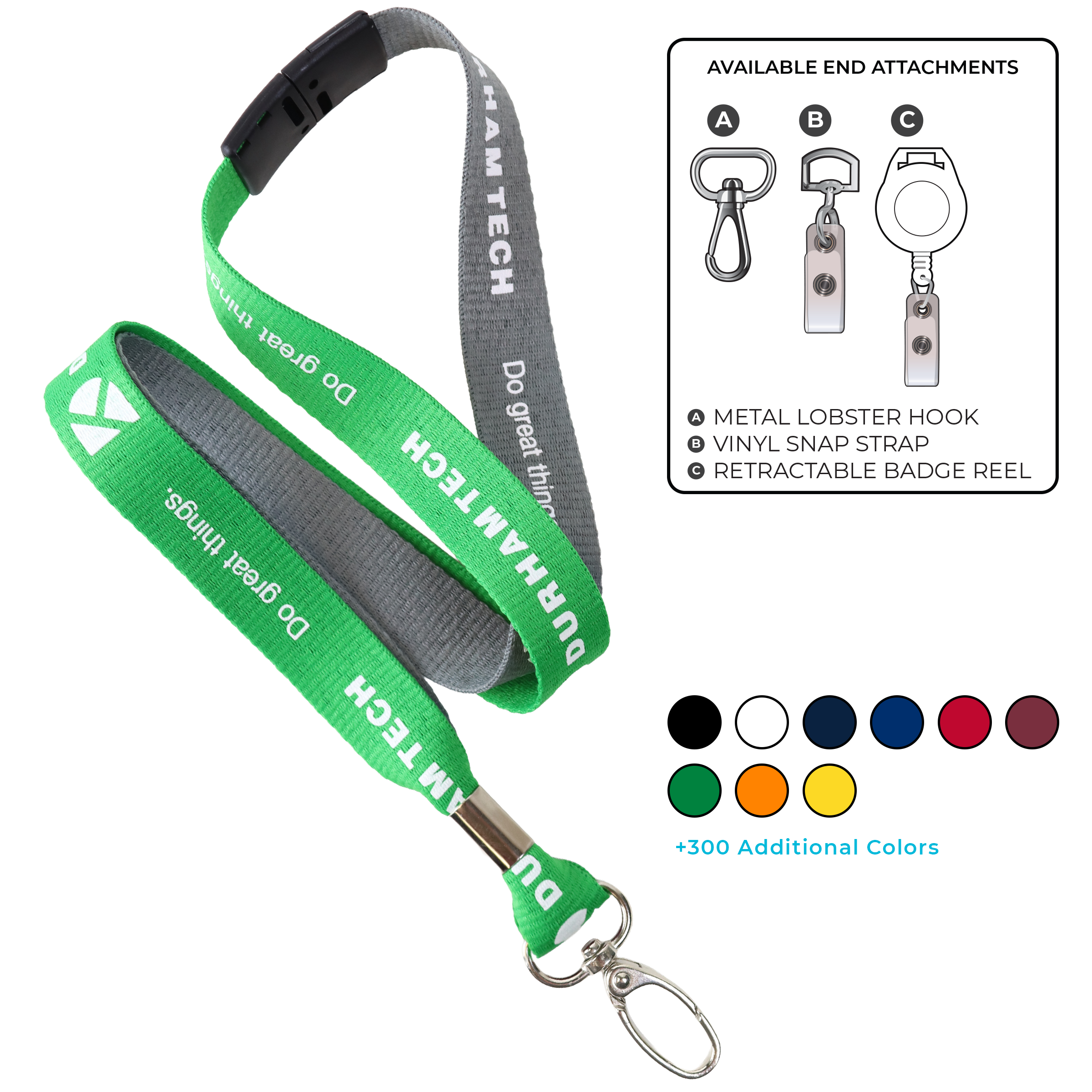 BH0052 | 3/4" Two Tone MicroWeave Silkscreen Lanyards :: NON-STANDARD END ATTACHMENTS