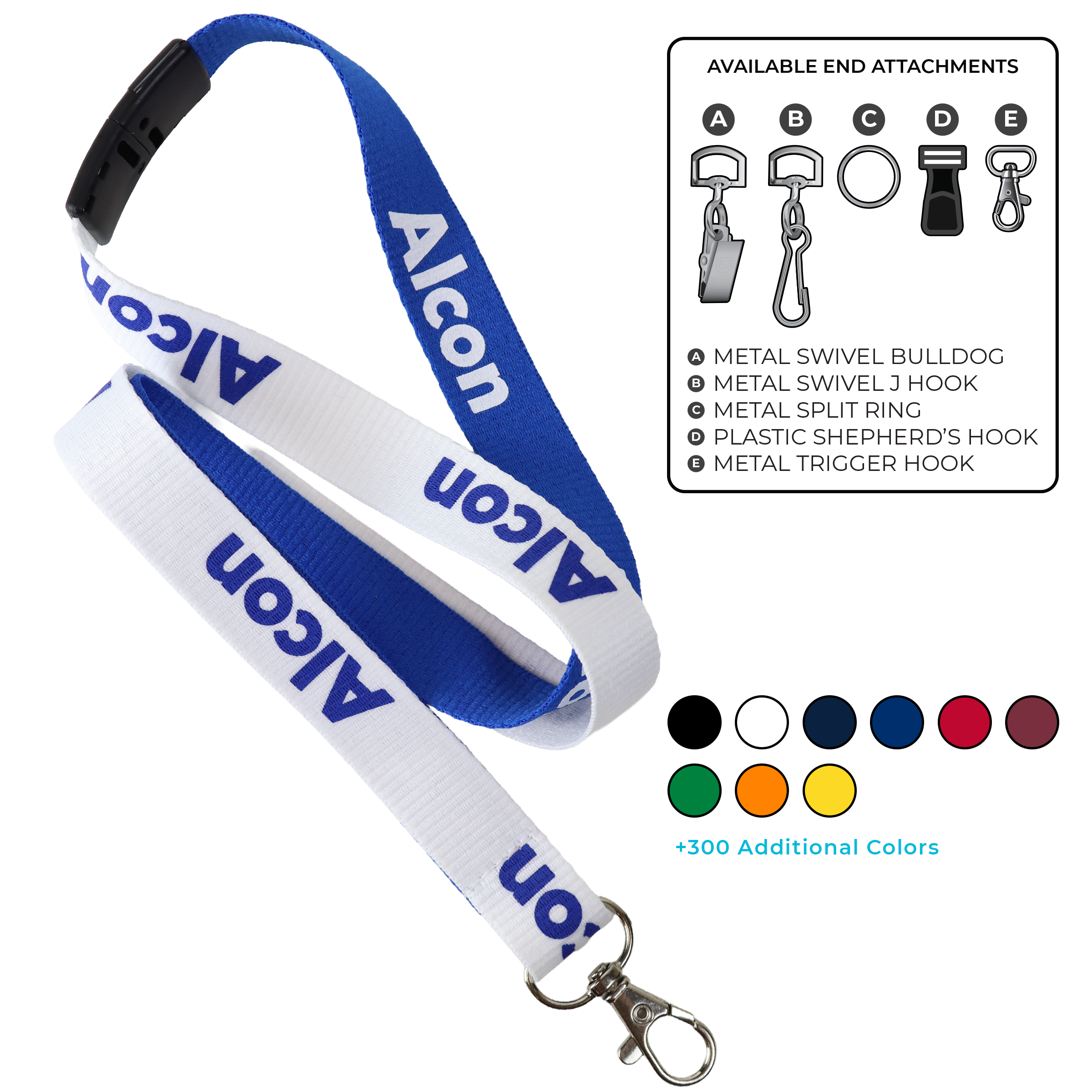 BH0052 | 3/4" Two Tone MicroWeave Silkscreen Lanyards :: STANDARD END ATTACHMENTS