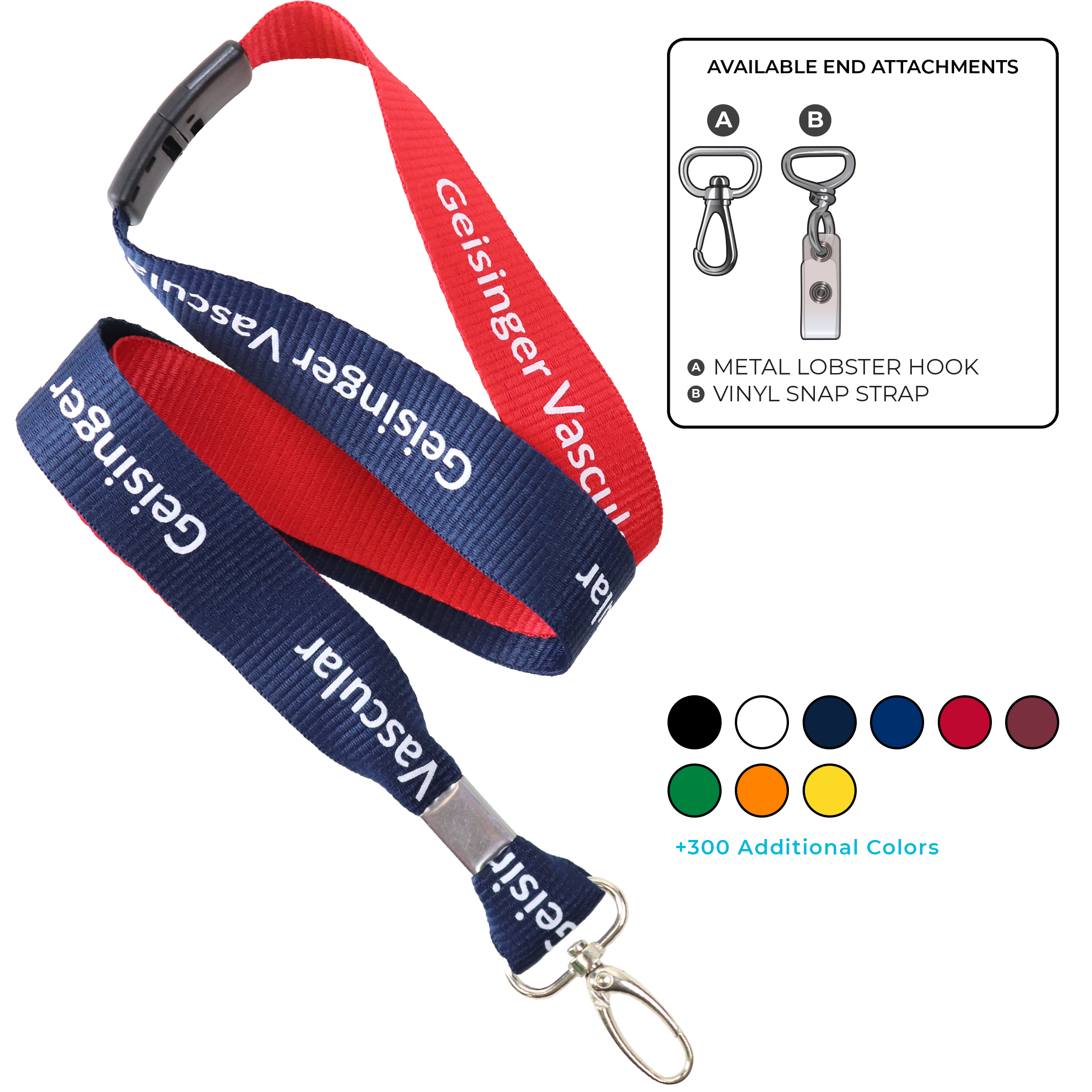 BH0053 | 1" Two Tone MicroWeave Silkscreen Lanyards :: NON-STANDARD END ATTACHMENTS