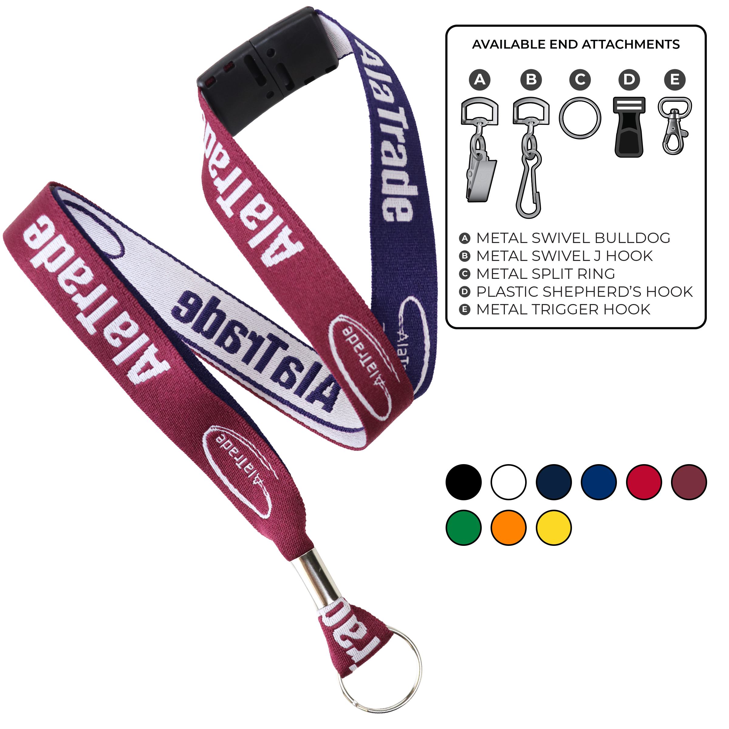 BH0045 | 3/4" Two Tone Woven Lanyards :: STANDARD END ATTACHMENTS