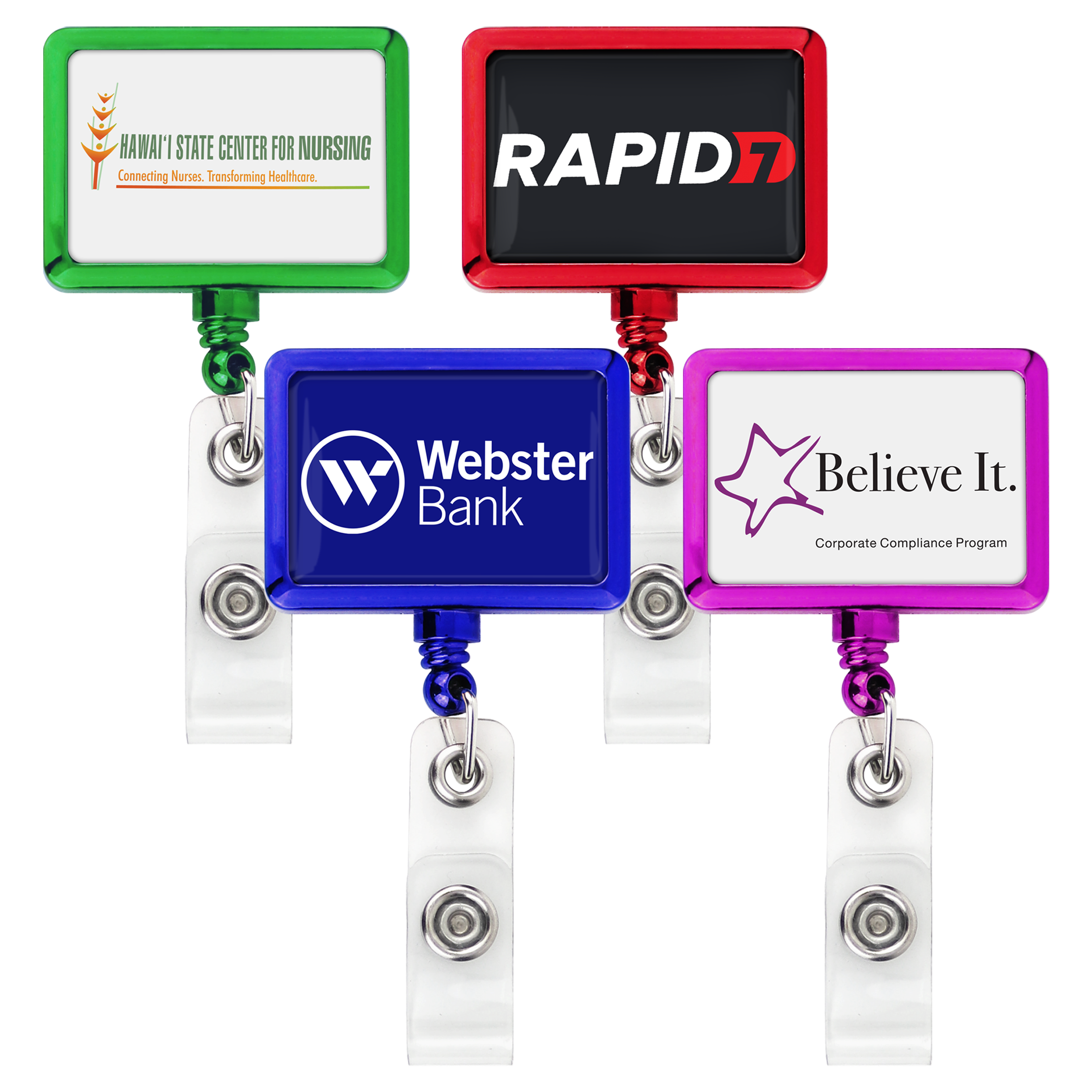 BH18 | JUMBO Rectangle Badge Reel :: COLOR CHROME