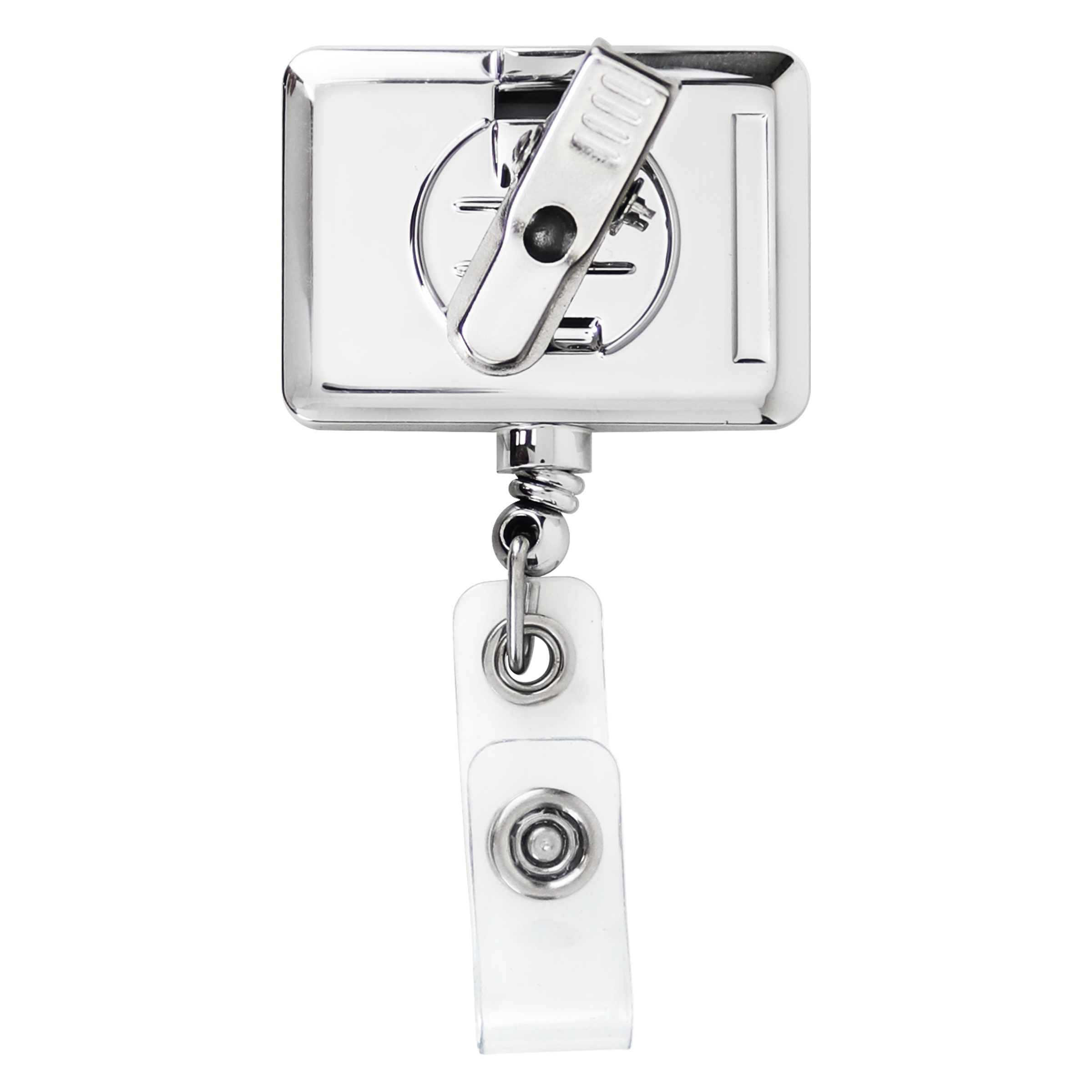 BH18 | JUMBO Rectangle Badge Reel :: CHROME