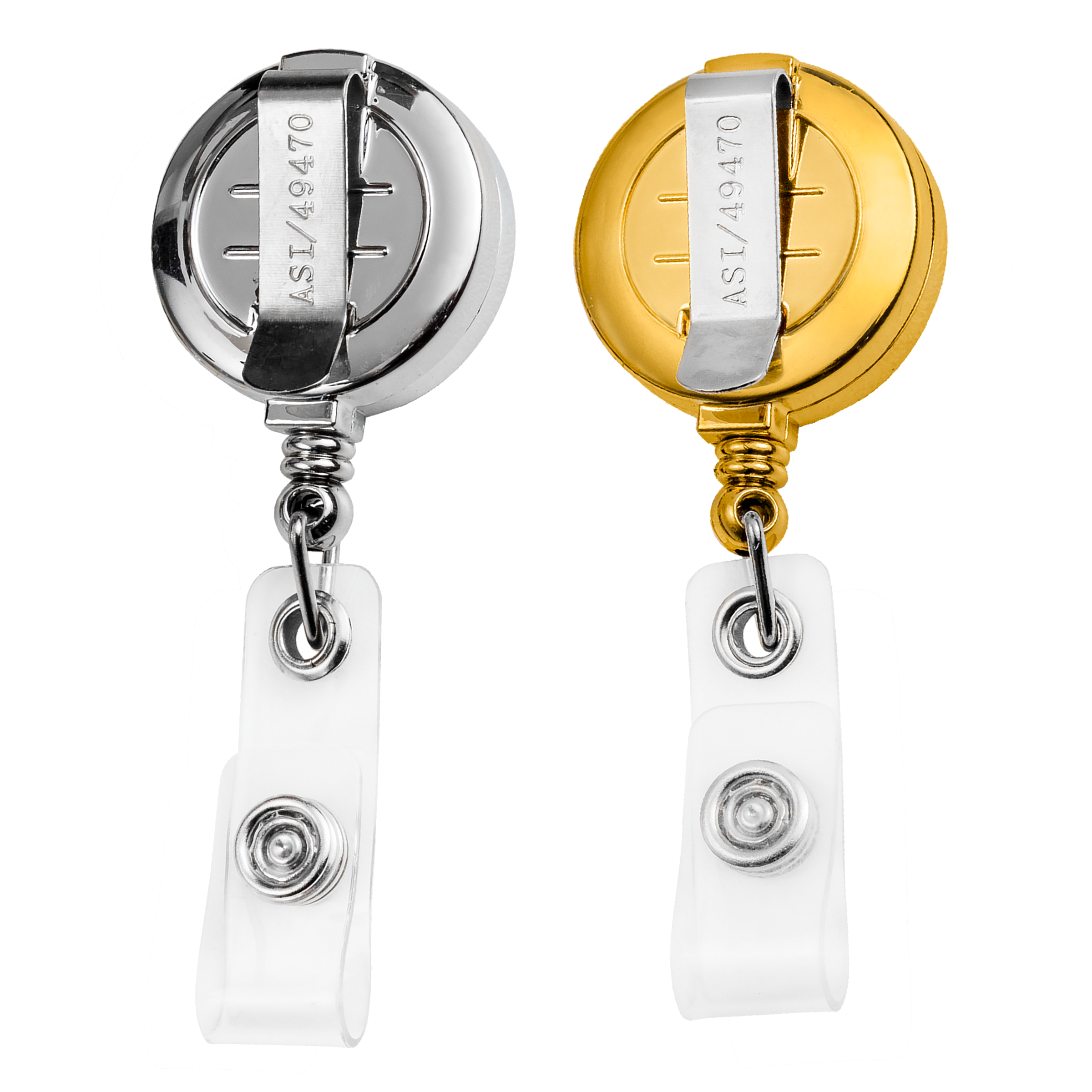 BH3030 | Round Badge Reel :: CHROME & GOLD
