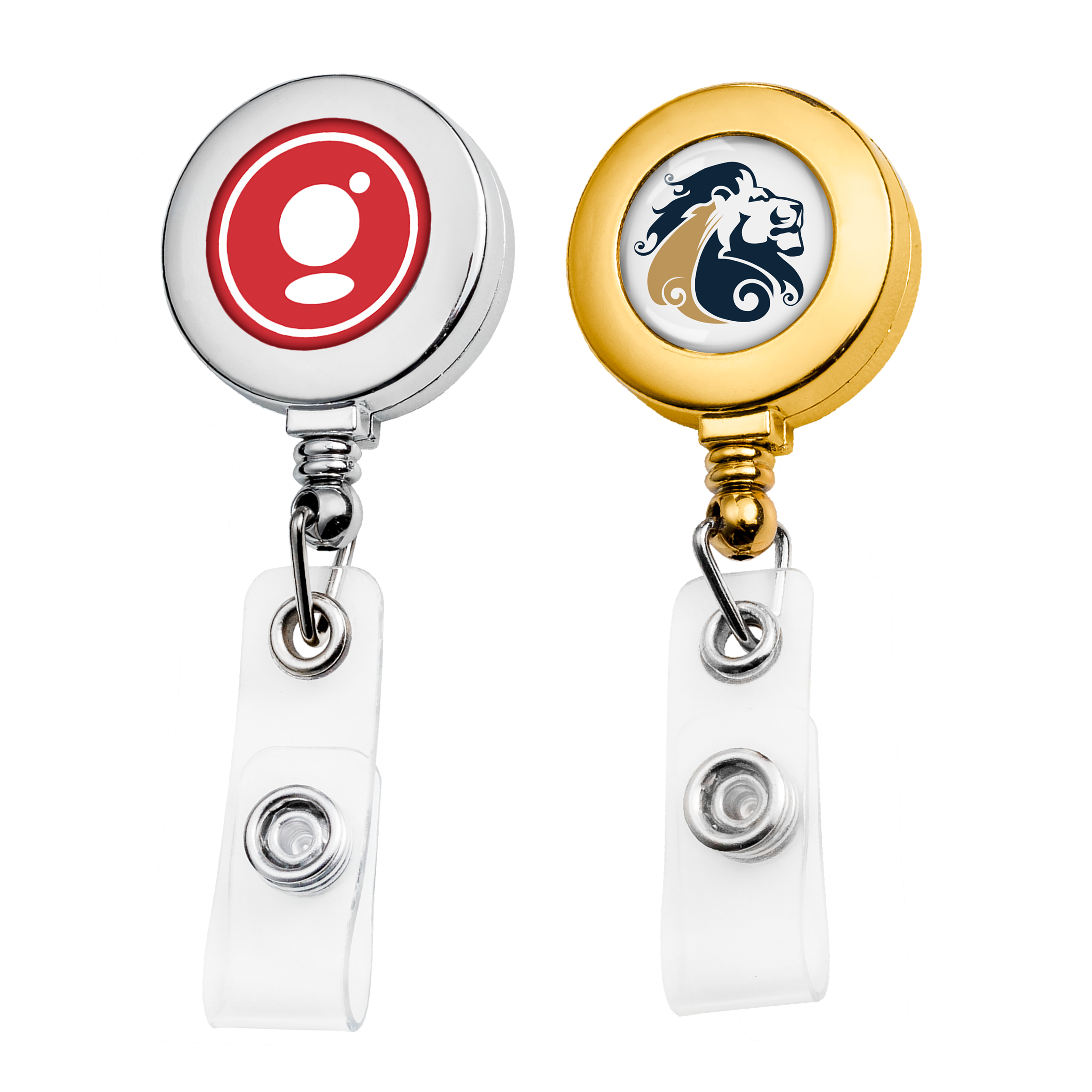 BH3030 | Round Badge Reel :: CHROME & GOLD