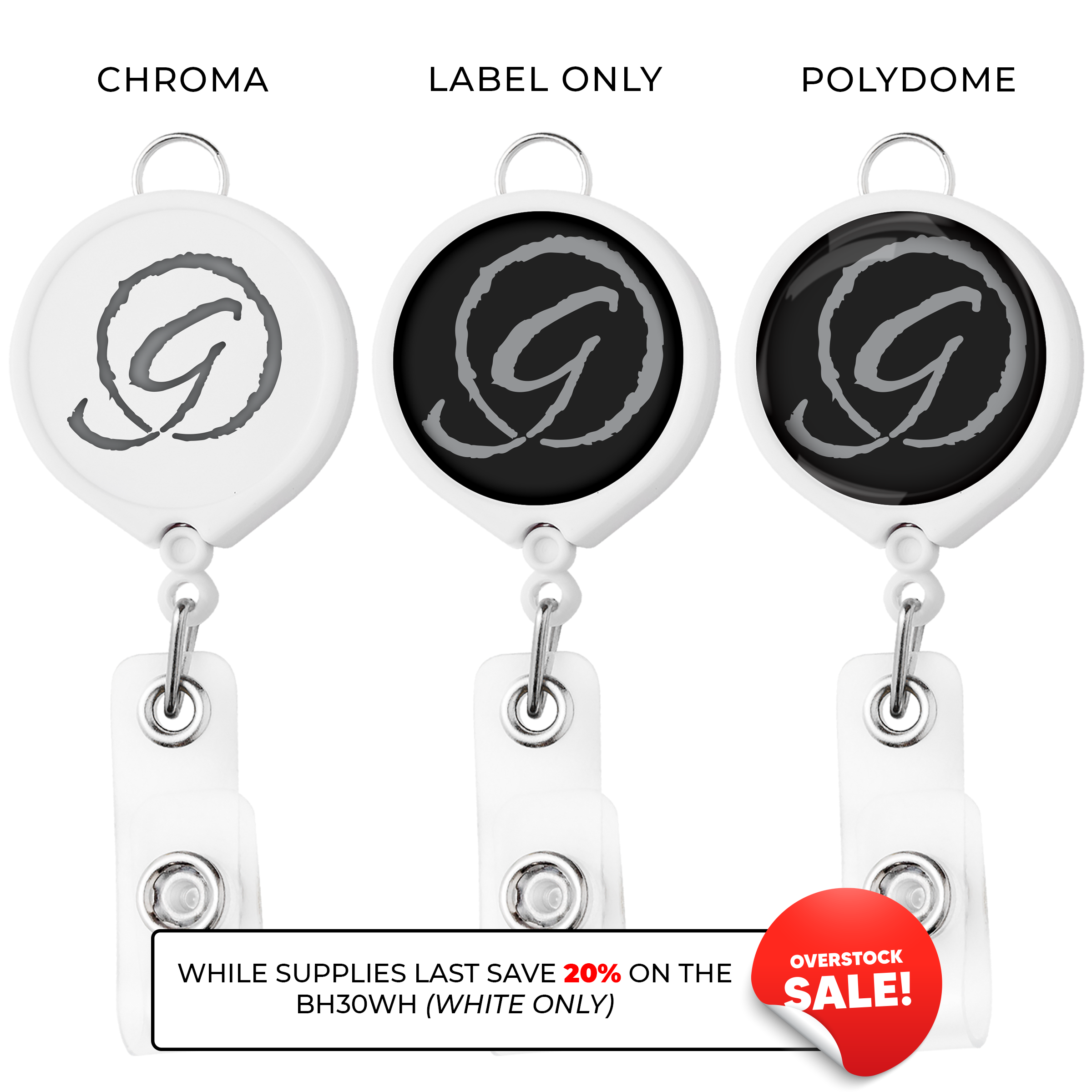 BH30 | Large Face Badge Reel with Lanyard Attachment