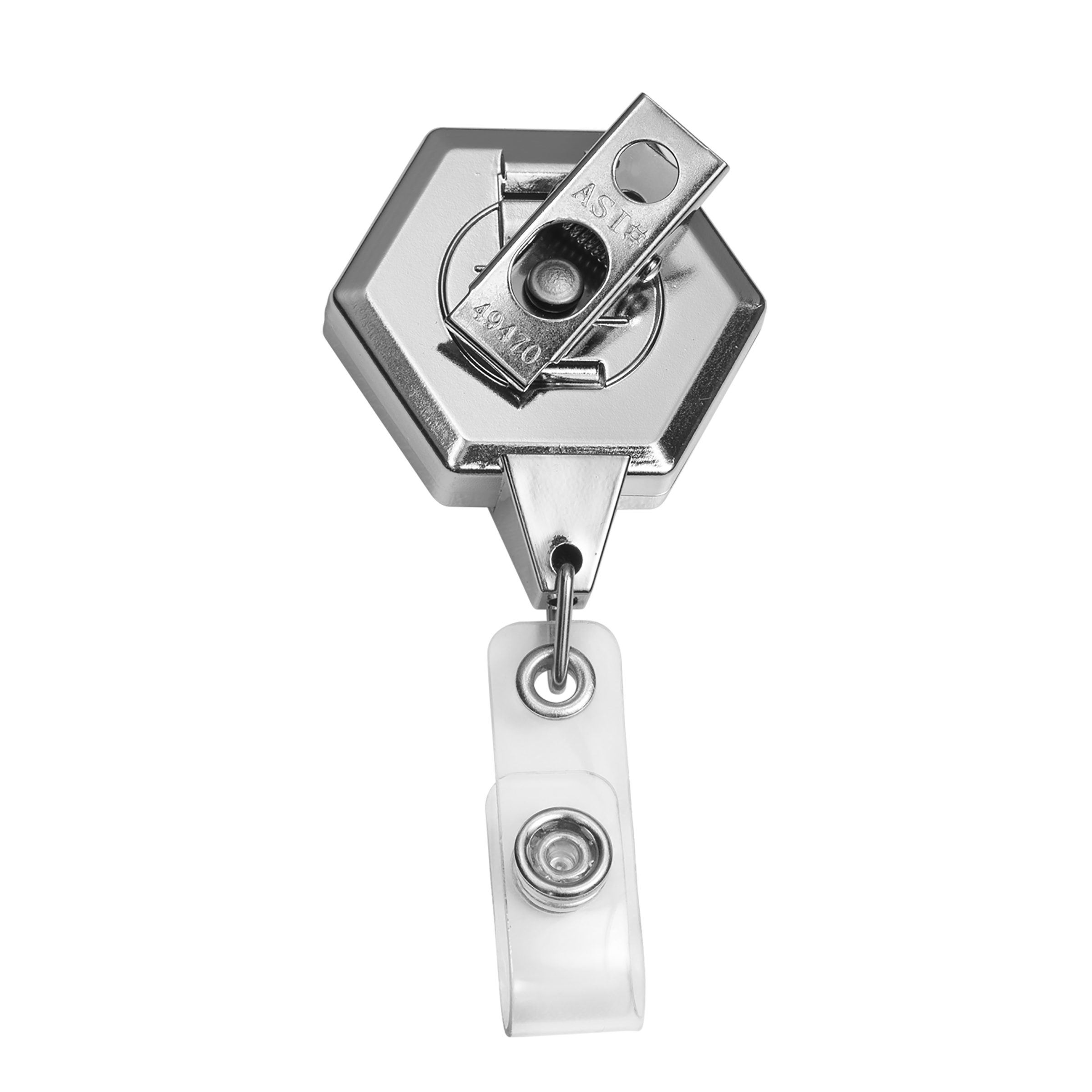 BH39 | JUMBO Hexagon Badge Reel :: CHROME