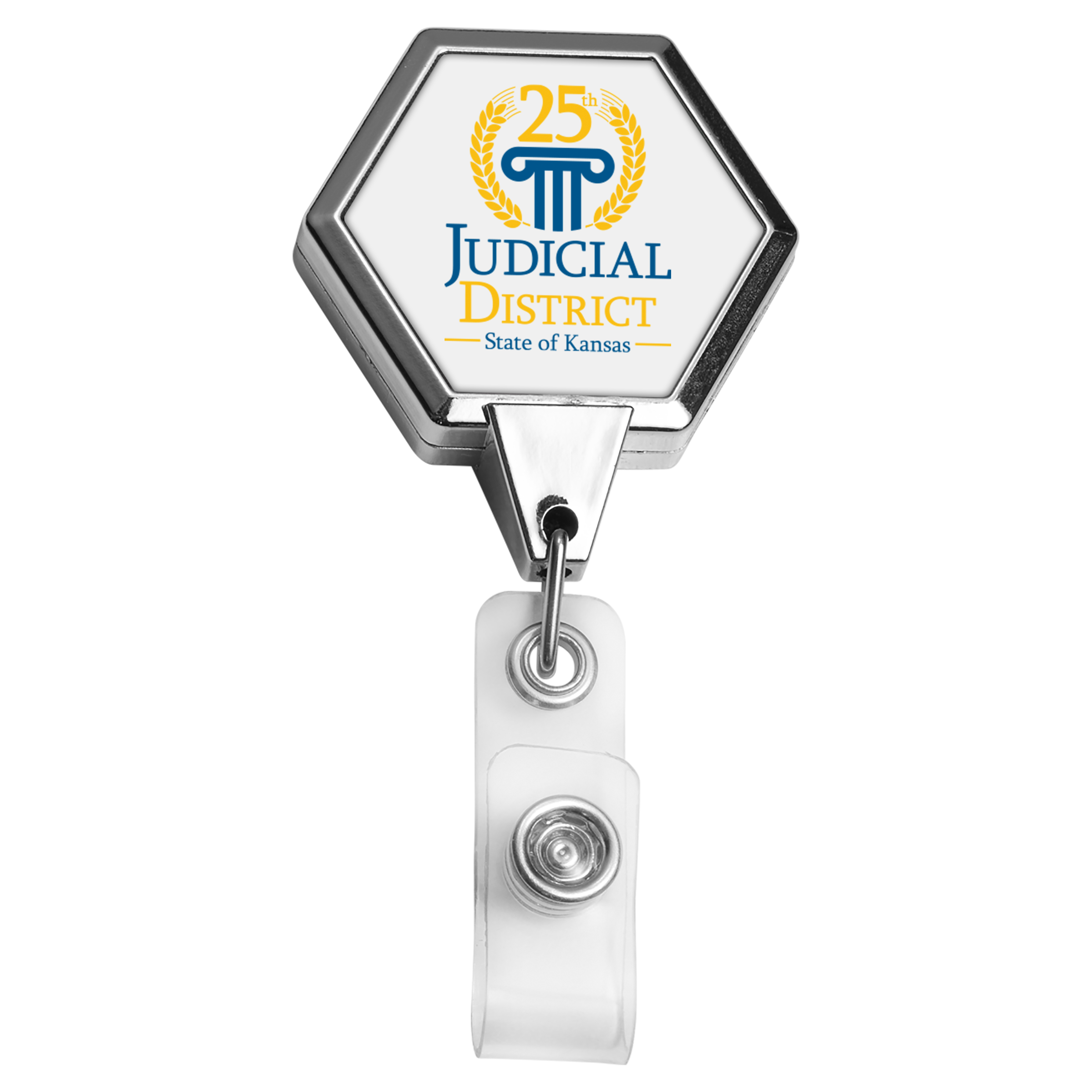 BH39 | JUMBO Hexagon Badge Reel :: CHROME