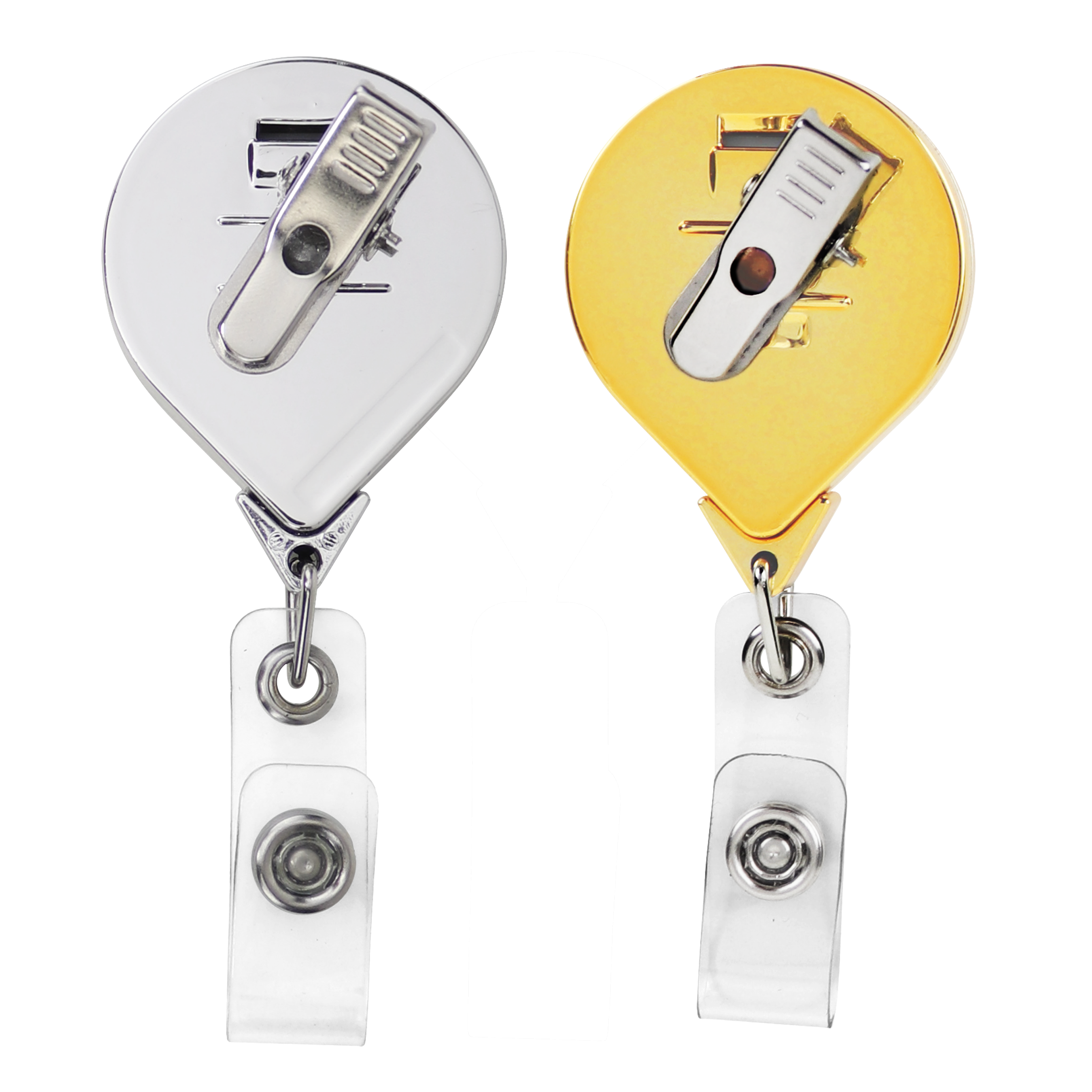 BH44 | JUMBO Round Badge Reel :: CHROME & GOLD