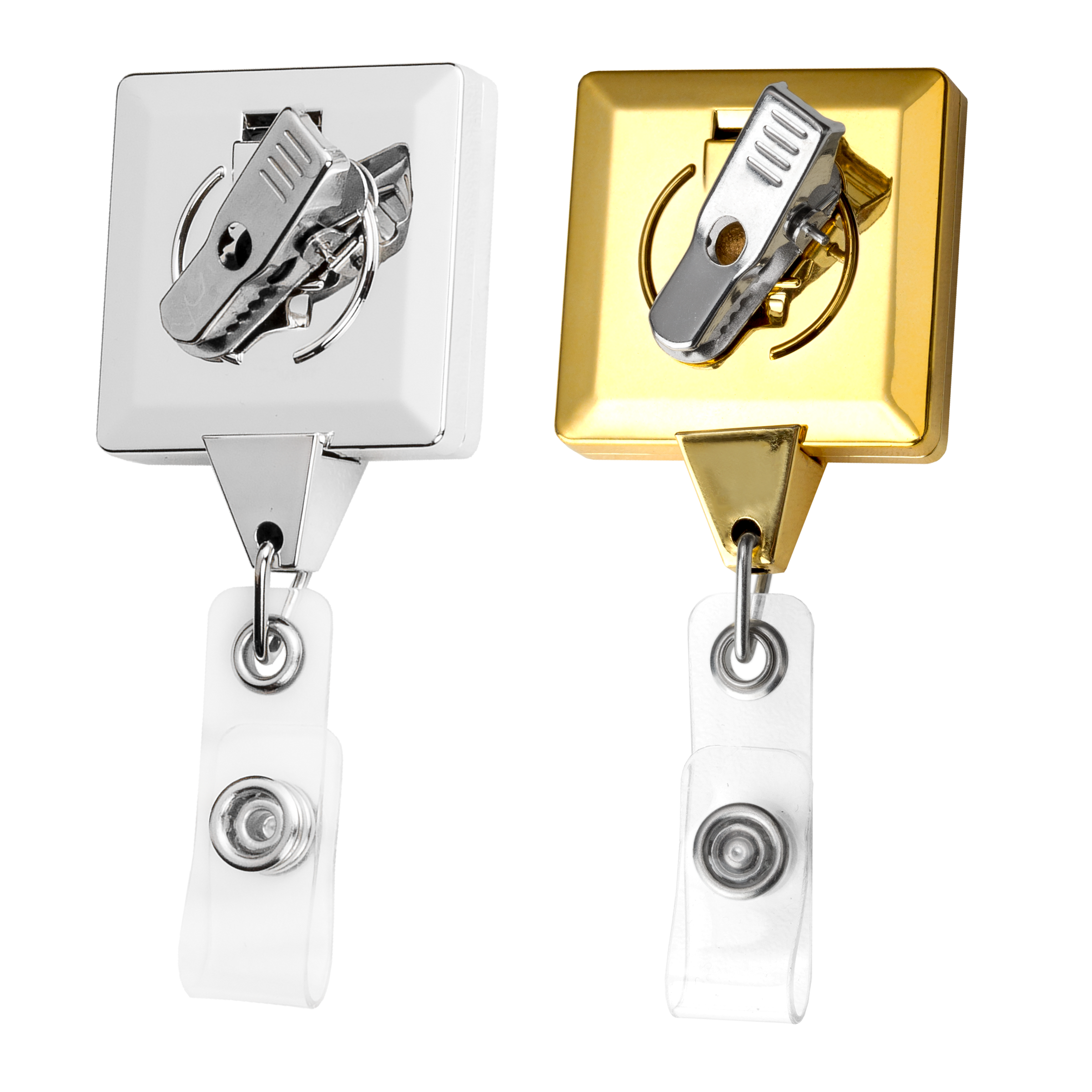BH55 | JUMBO Square Badge Reel :: CHROME & GOLD