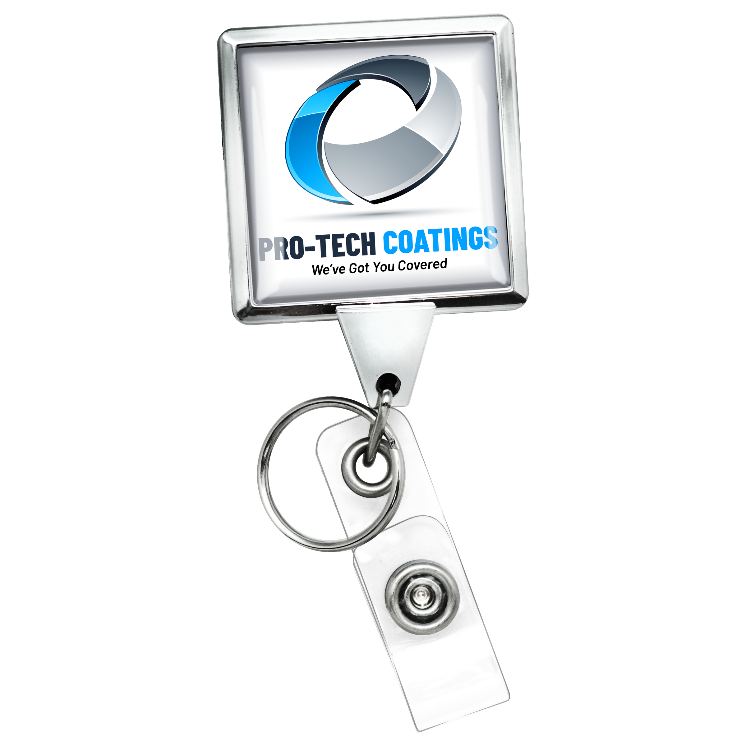 BH55CHSO | Heavy Duty Chrome JUMBO Square Badge Reel with Split Ring