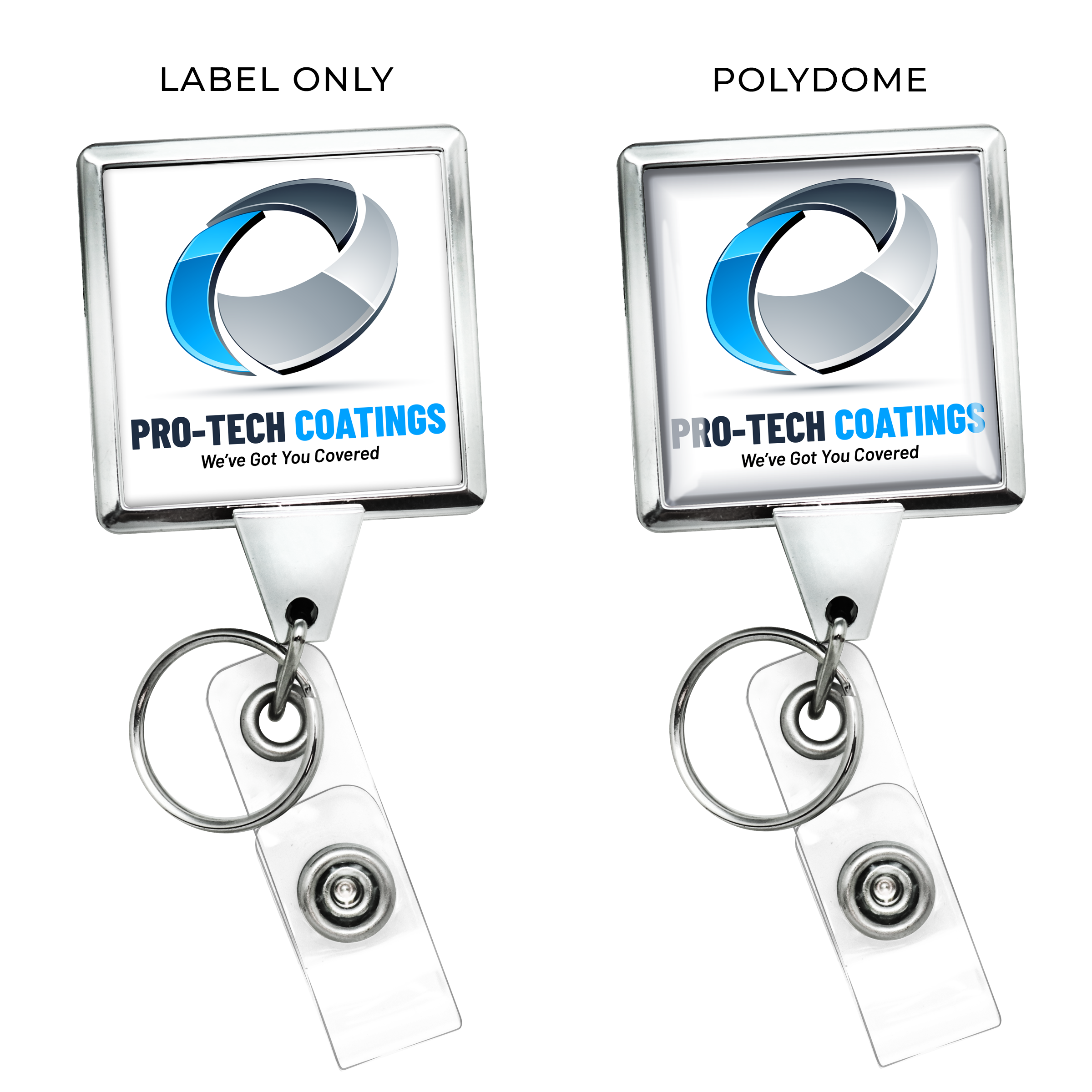 BH55CHSO | Heavy Duty Chrome JUMBO Square Badge Reel with Split Ring