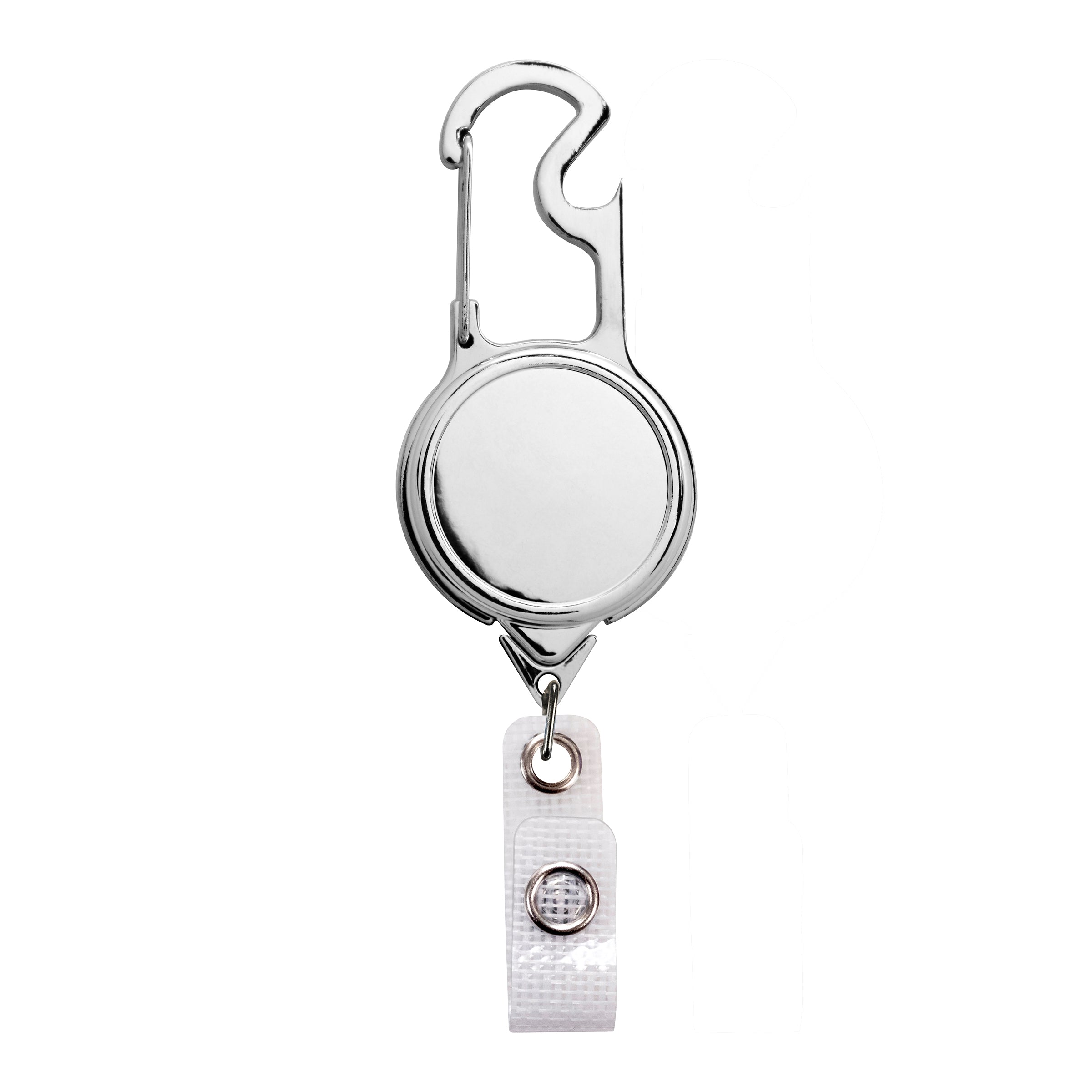 BH67 | Chrome Carabiner Bottle Opener Badge Reel