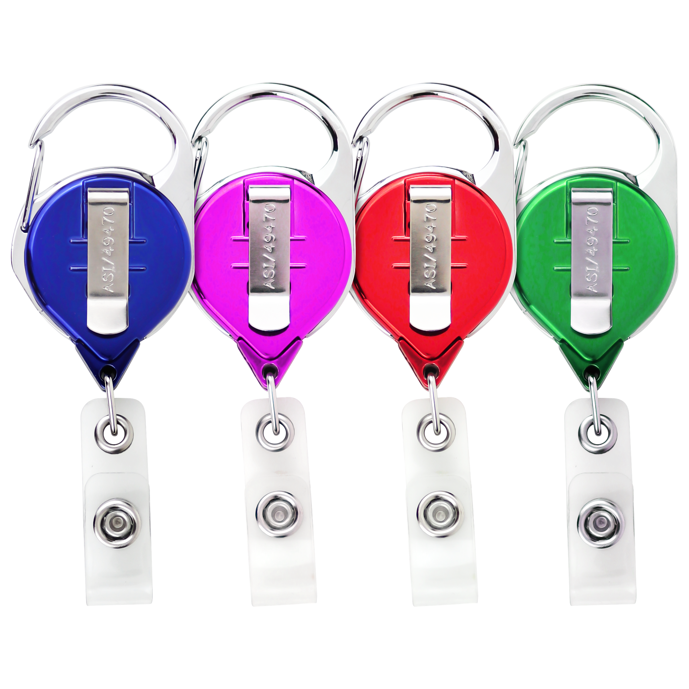BH68 | Belt Clip Carabiner Badge Reel :: COLOR CHROME