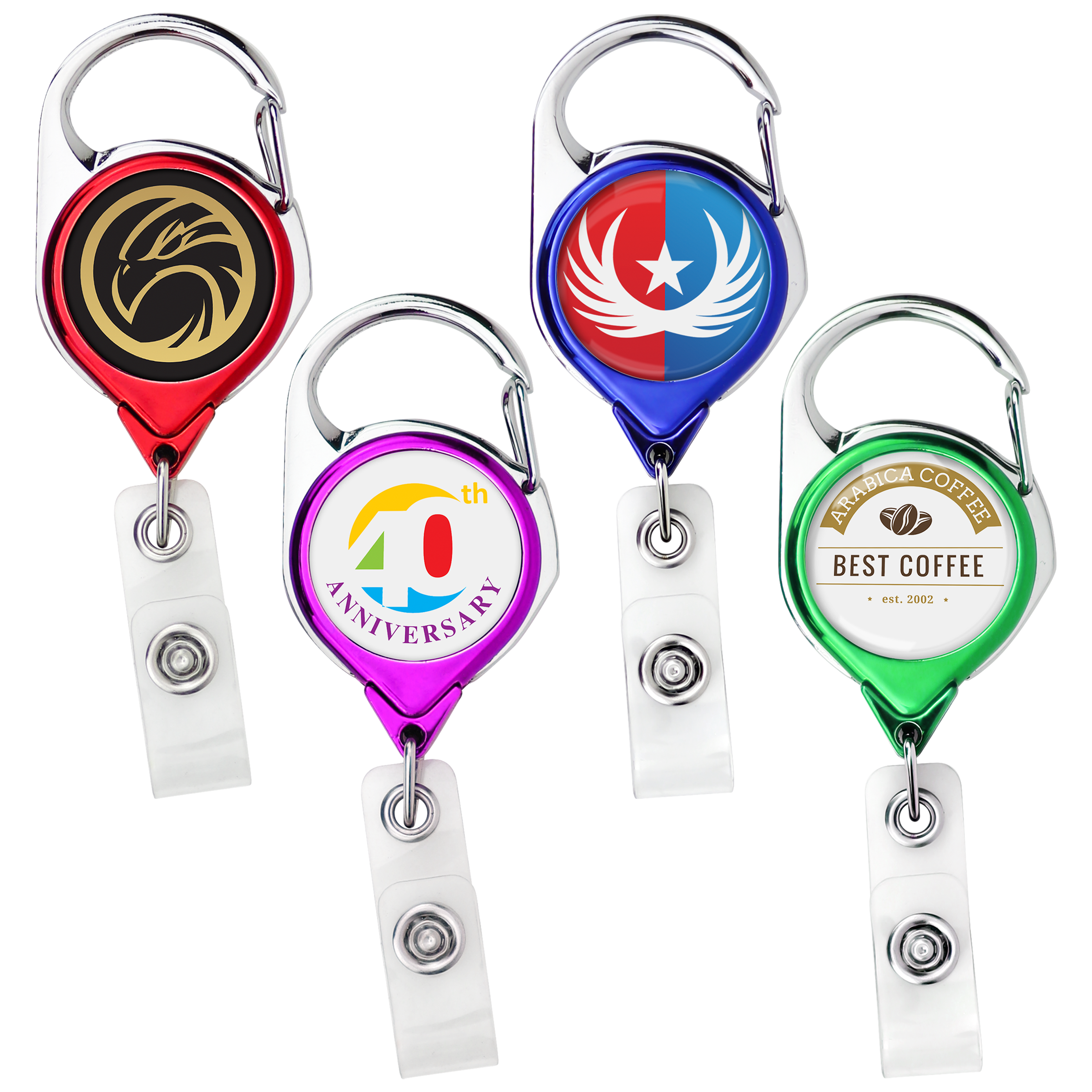 BH68 | Belt Clip Carabiner Badge Reel :: COLOR CHROME