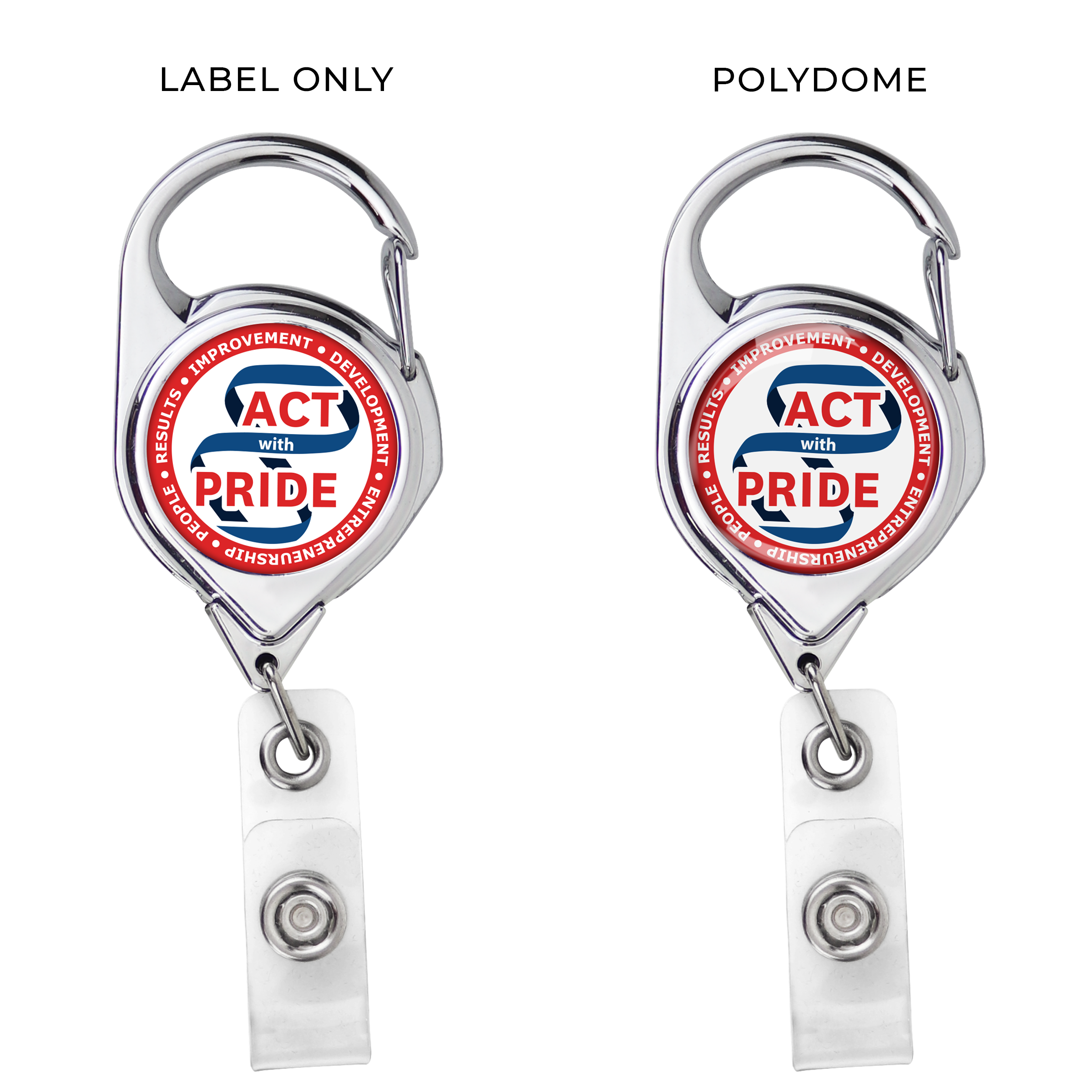 BH68CH | Metallic Finish Belt Clip Carabiner Badge Reel