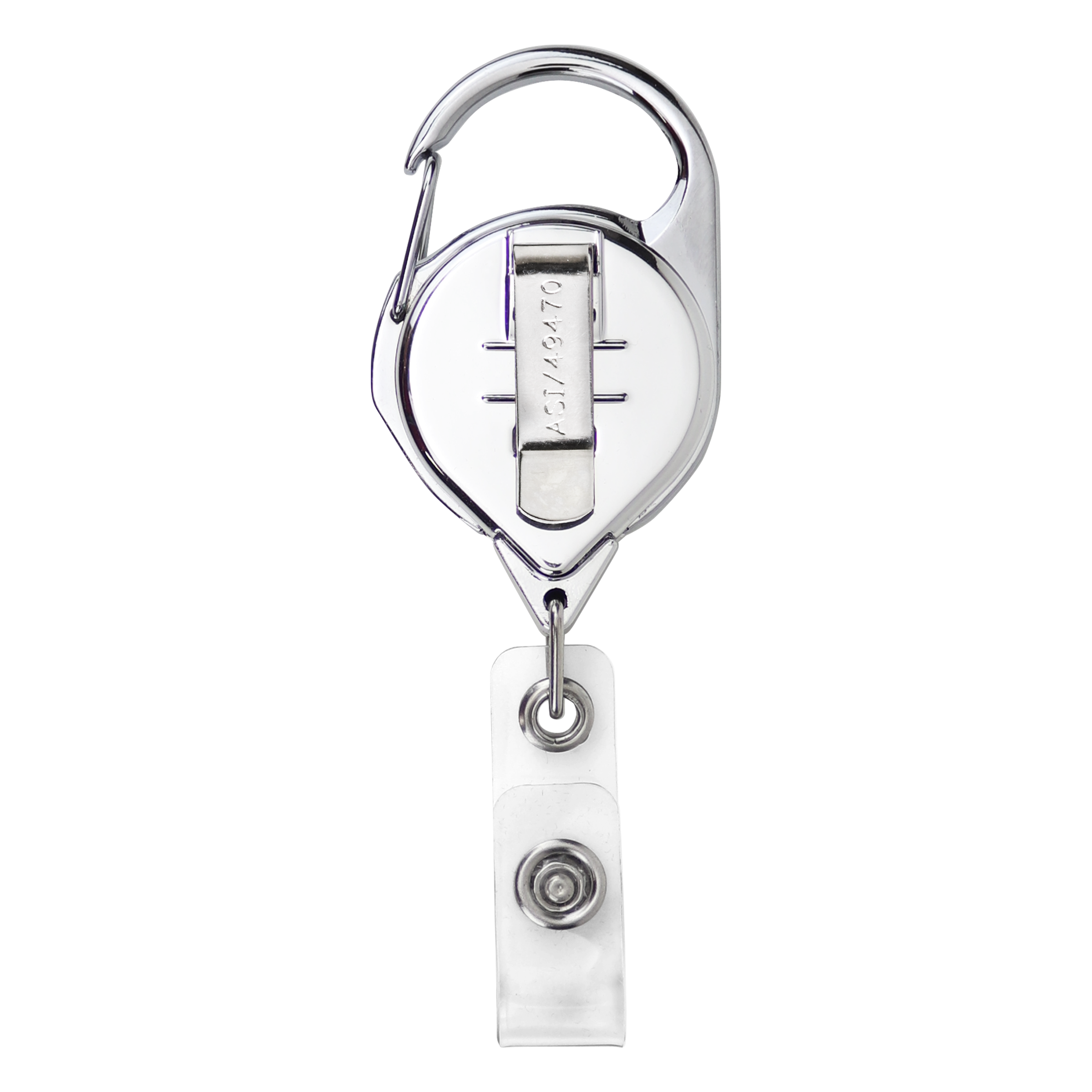 BH68 | Belt Clip Carabiner Badge Reel :: CHROME