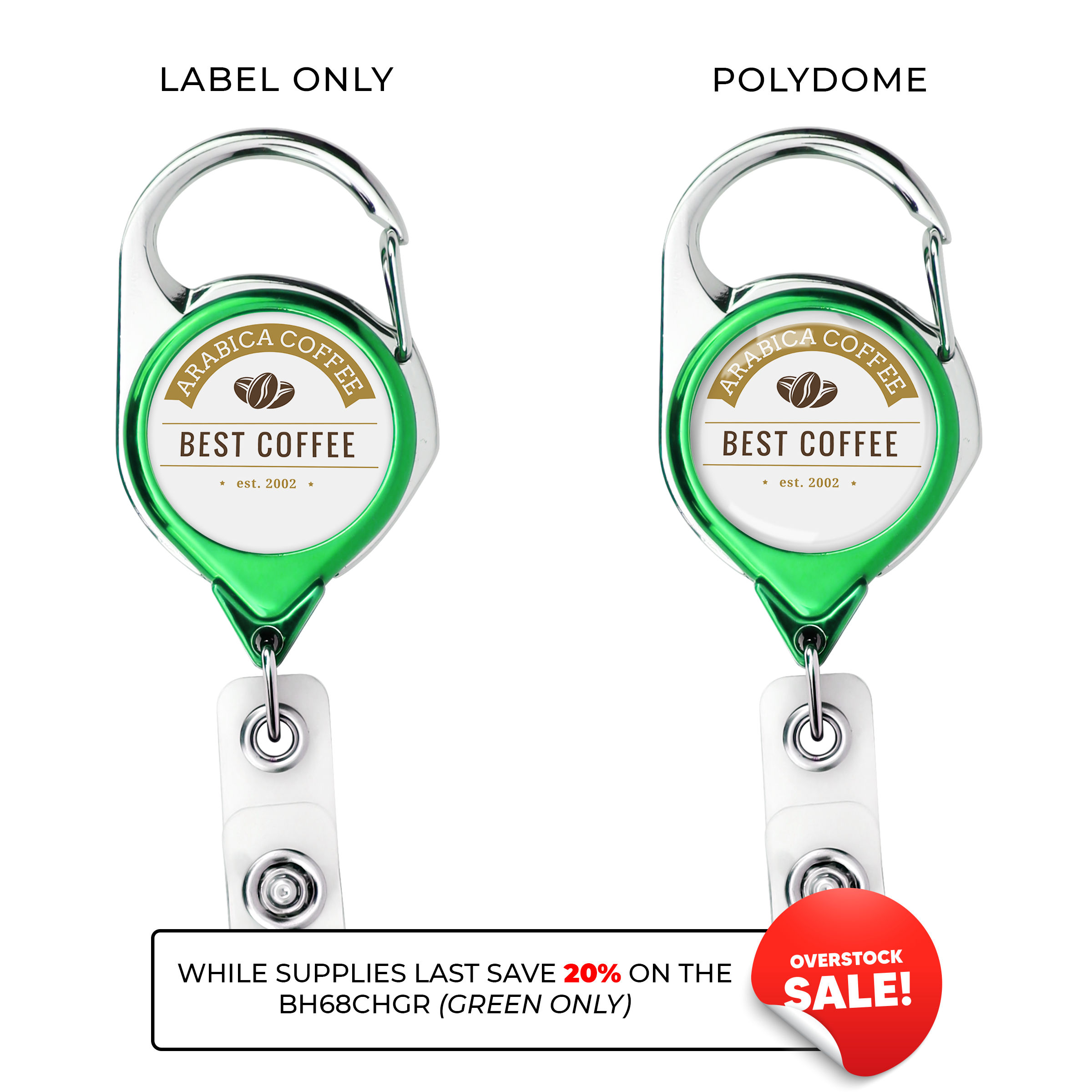 BH68CH | Metallic Finish Belt Clip Carabiner Badge Reel