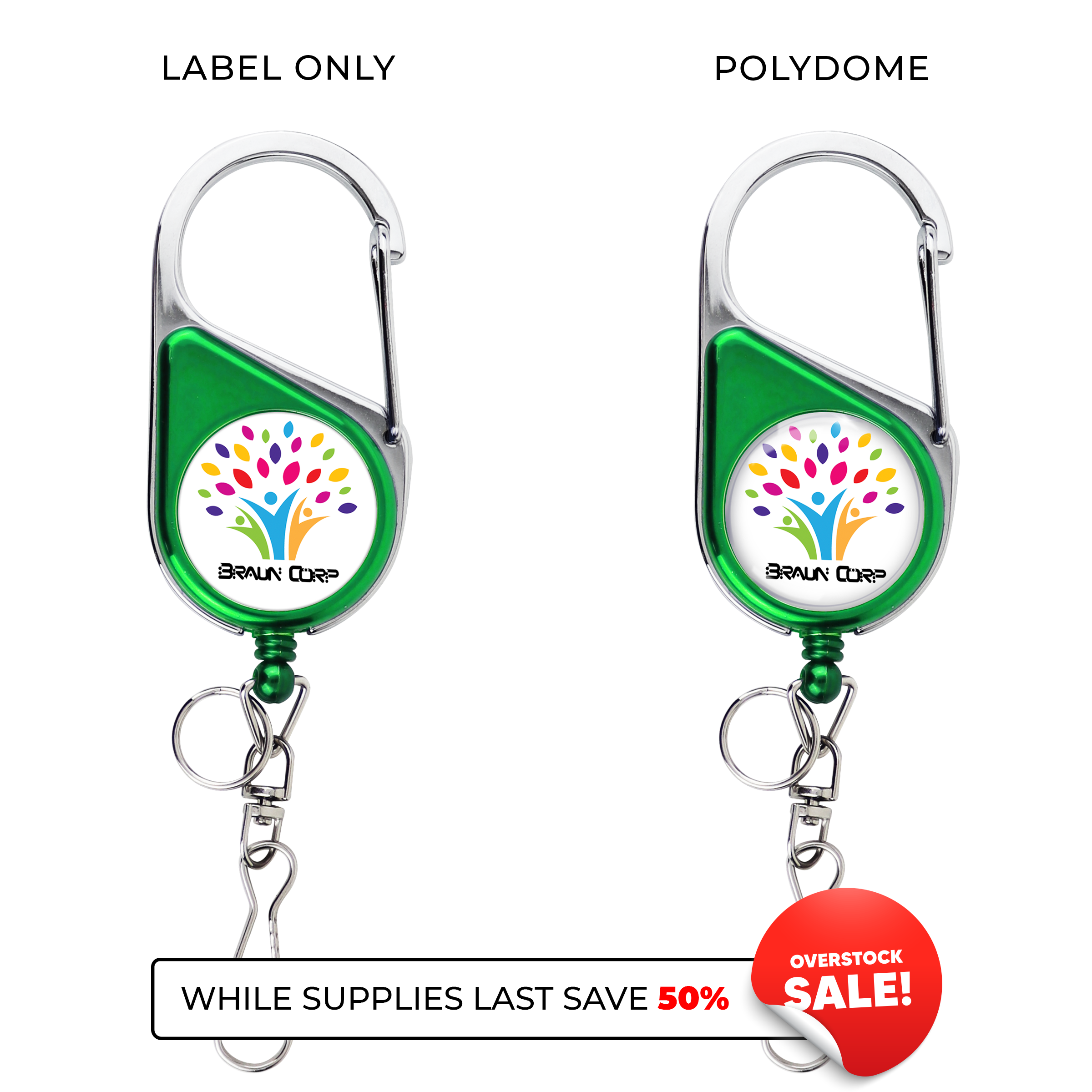 BH69CH | Metallic Finish Heavy-Duty Carabiner Badge Reel