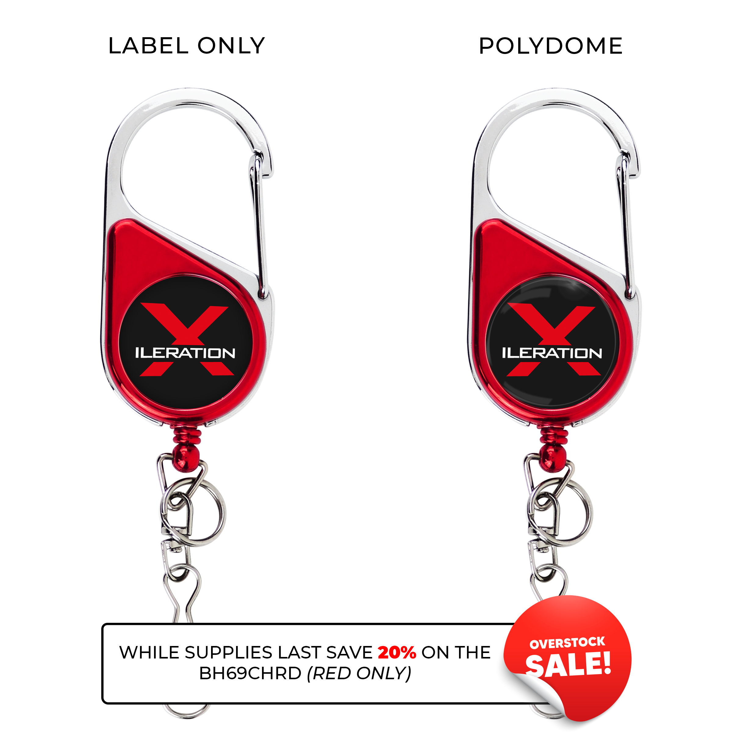 BH69CH | Metallic Finish Heavy-Duty Carabiner Badge Reel