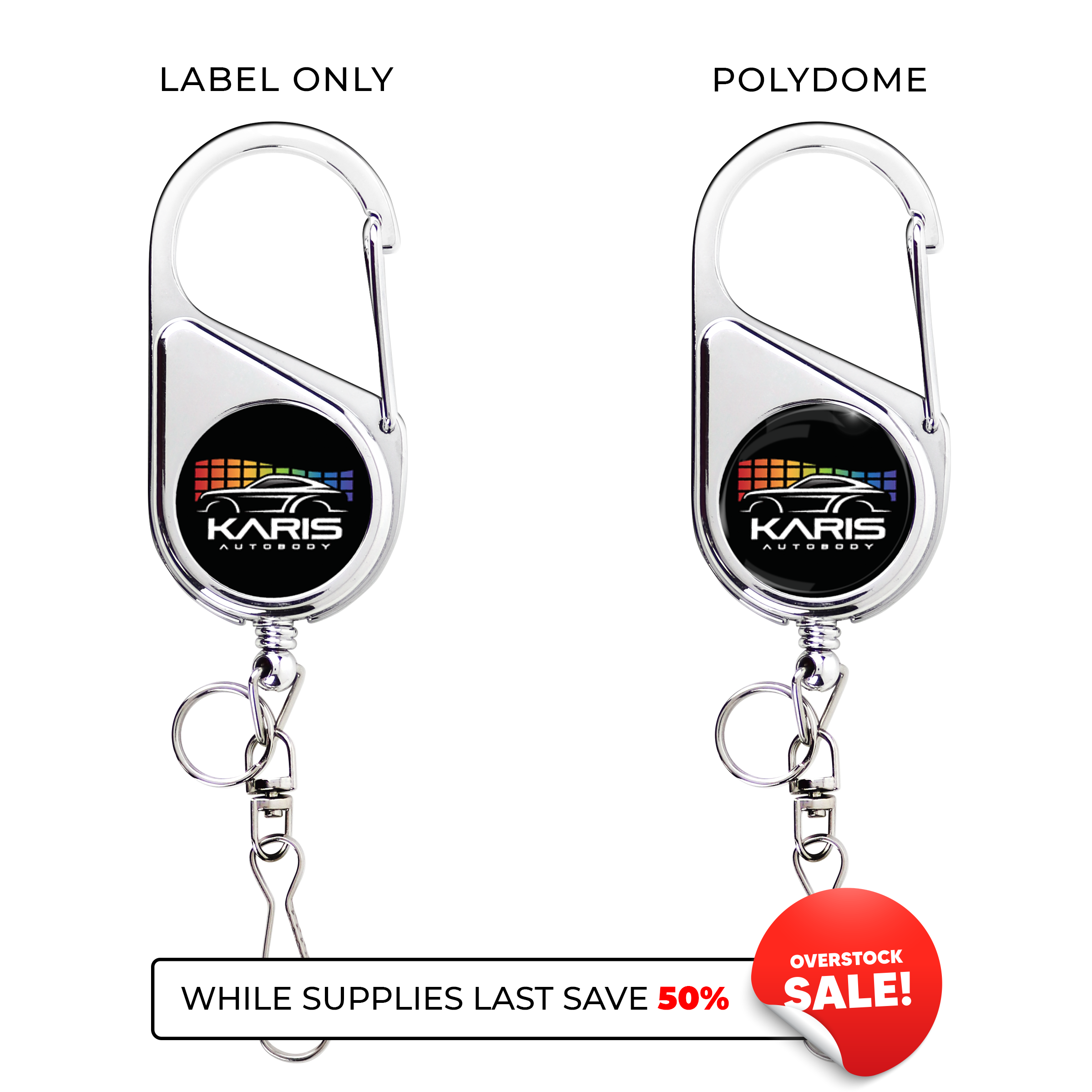BH69CH | Metallic Finish Heavy-Duty Carabiner Badge Reel