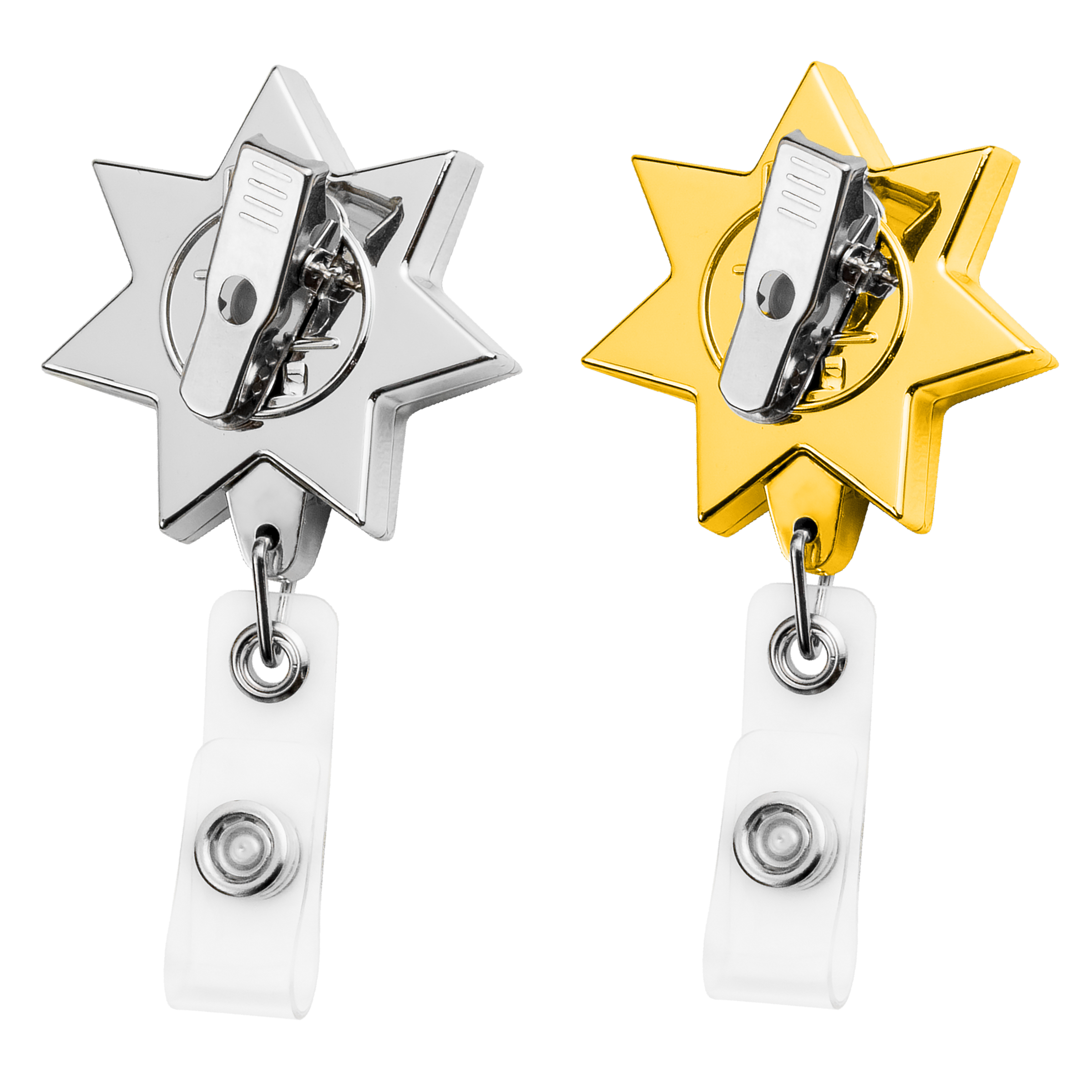 BH911 | 7-Point Star Badge Reel :: CHROME & GOLD