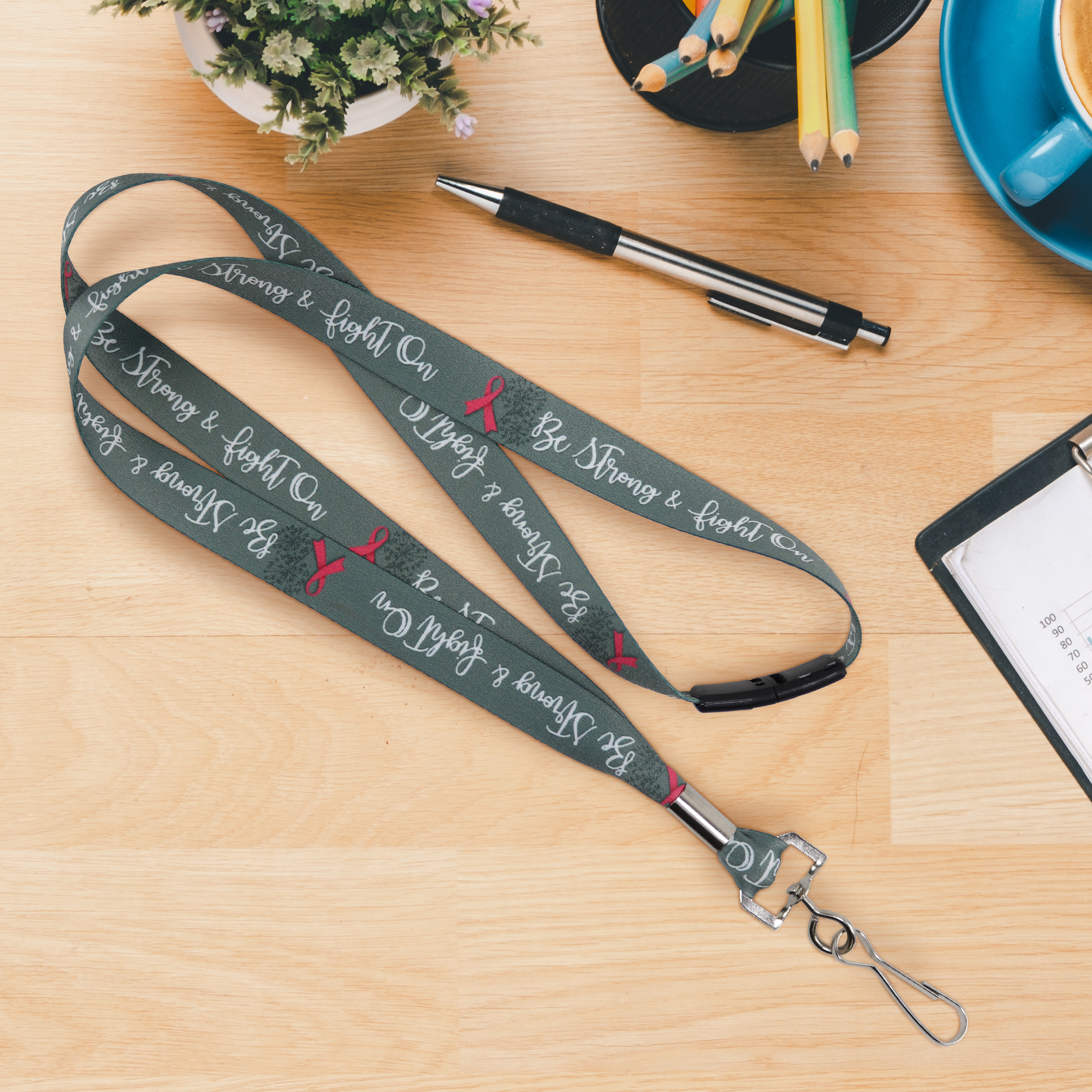 BHBCA01 | 5/8" Pre-decorated Breast Cancer Awareness Lanyards Bundle