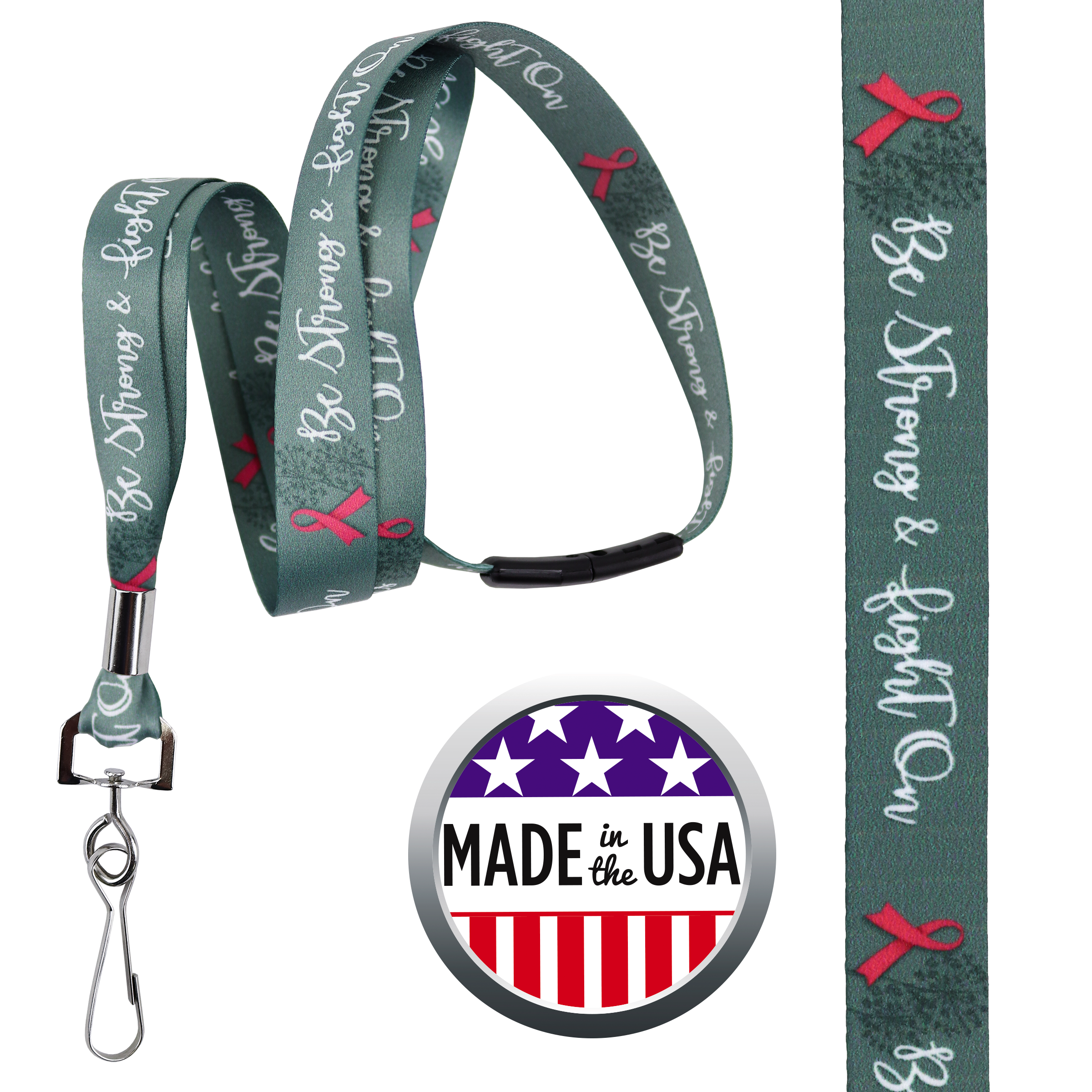 BHBCA01 | 5/8" Pre-decorated Breast Cancer Awareness Lanyards Bundle