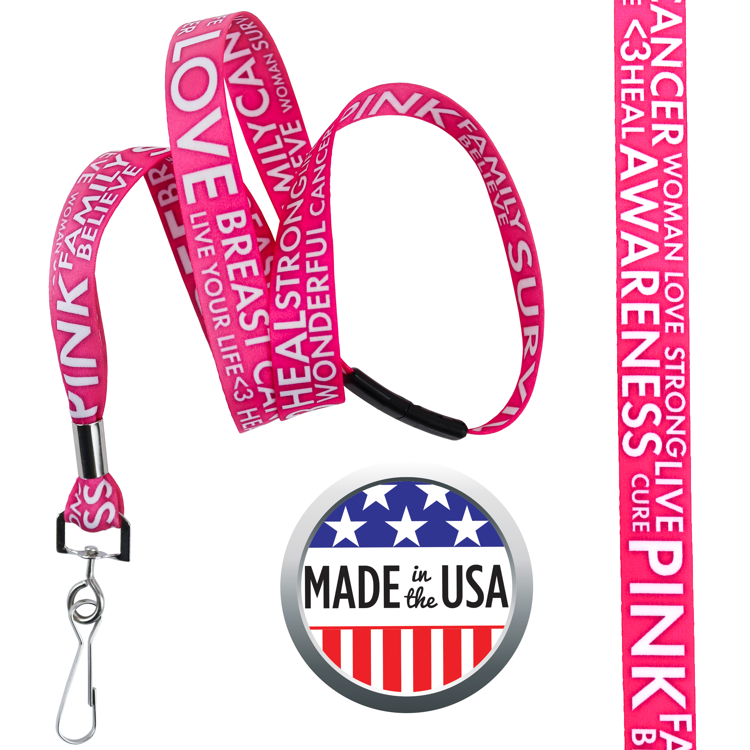 BHBCA02 | 5/8" Pre-decorated Breast Cancer Awareness Lanyards Bundle