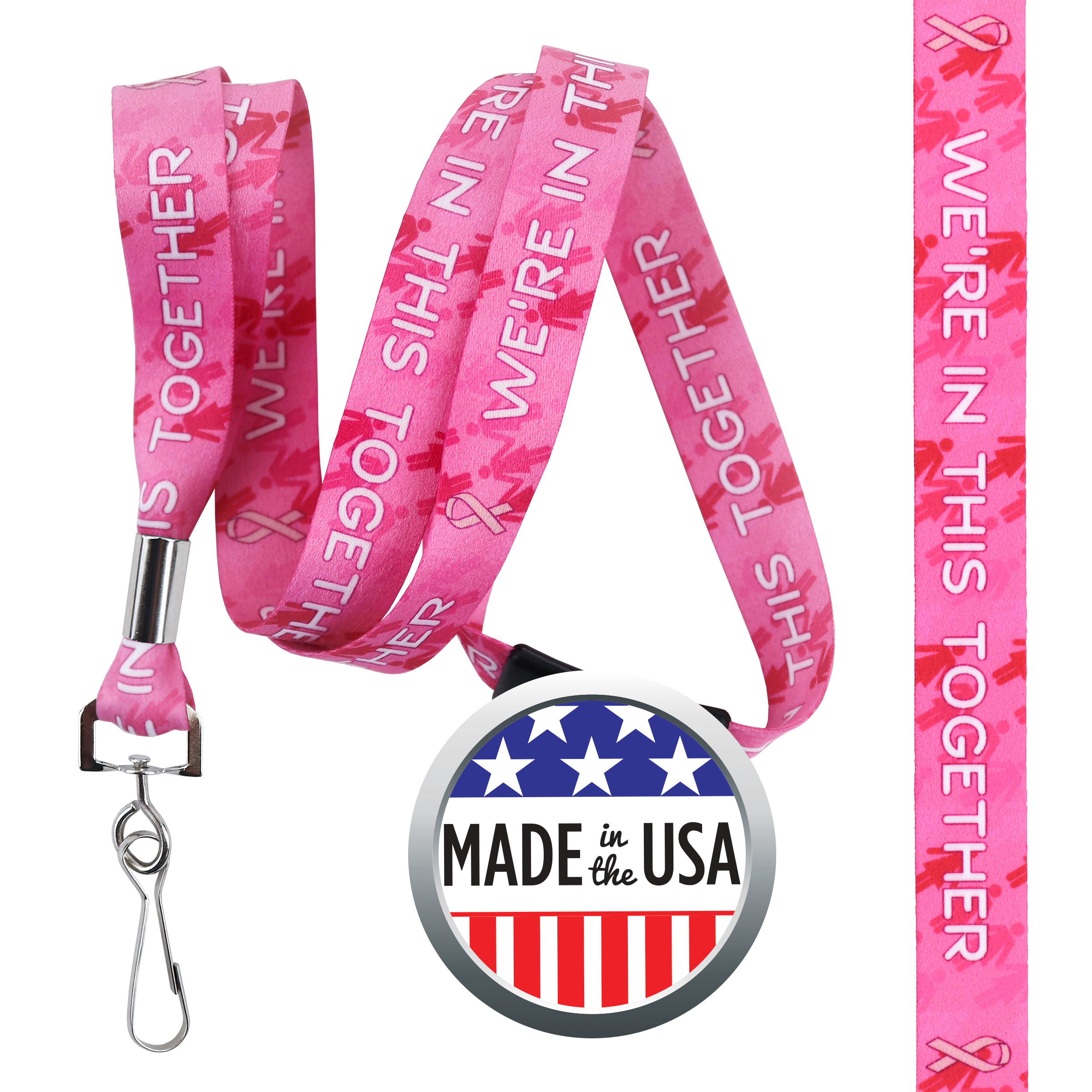 BHBCA04 | 5/8" Pre-decorated Breast Cancer Awareness Lanyards Bundle