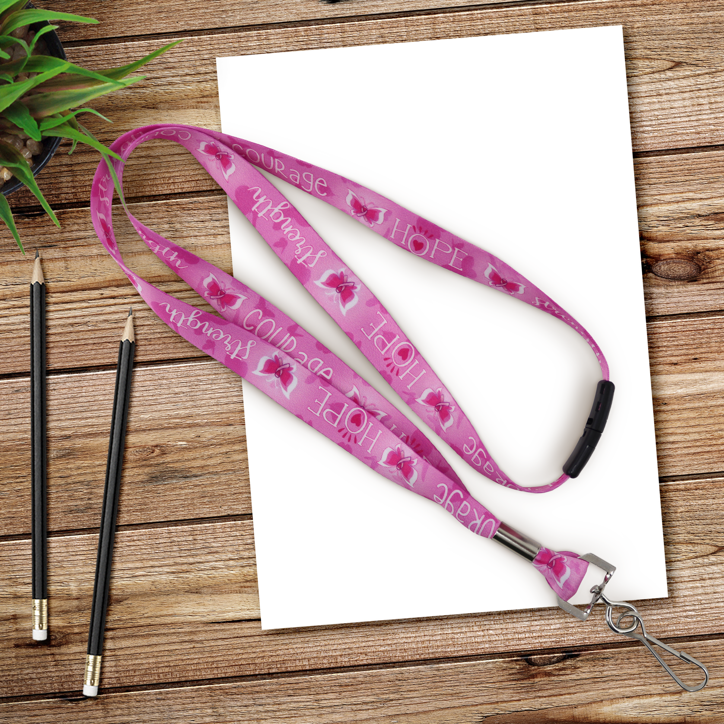 BHBCA05 | 5/8" Pre-decorated Breast Cancer Awareness Lanyards Bundle