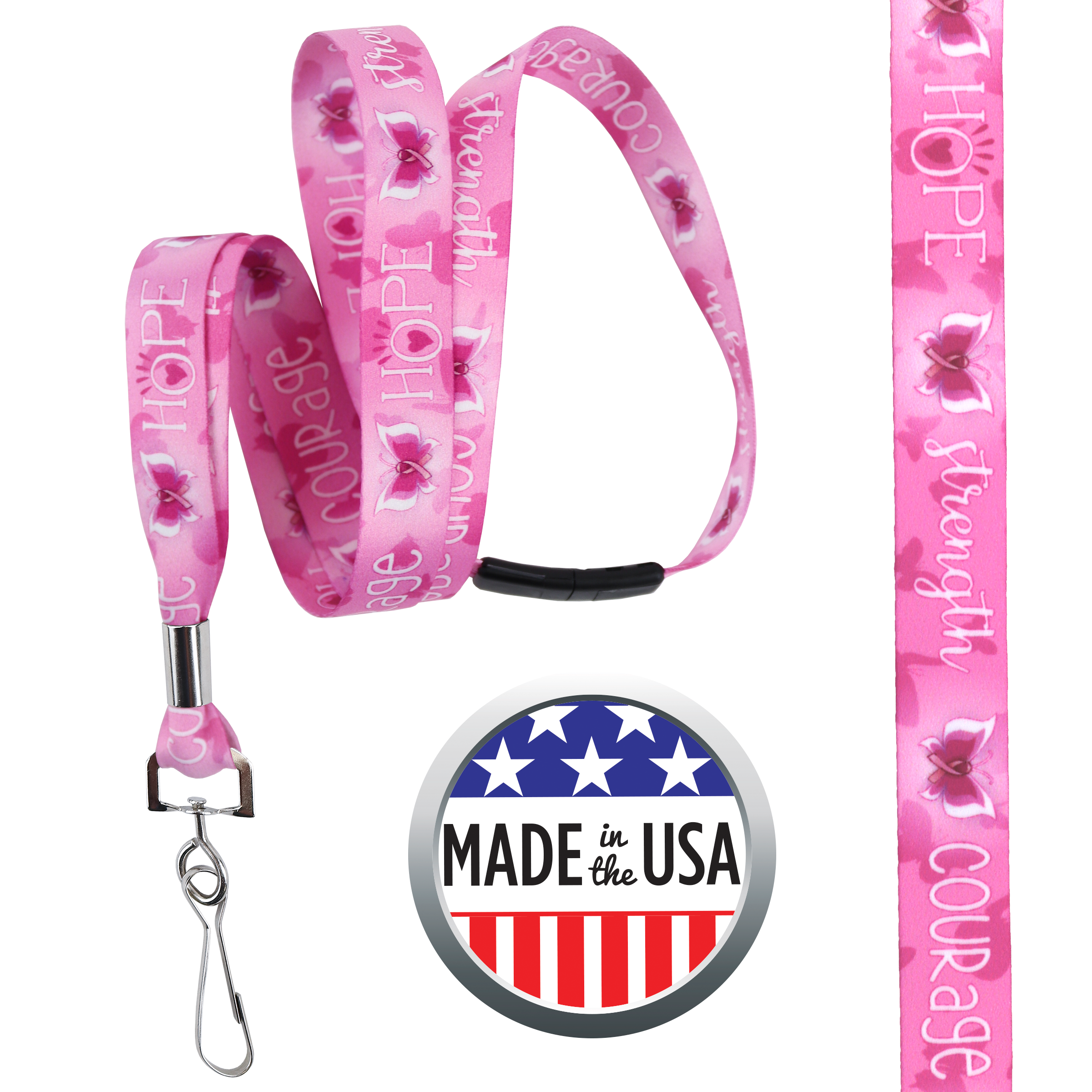 BHBCA05 | 5/8" Pre-decorated Breast Cancer Awareness Lanyards Bundle
