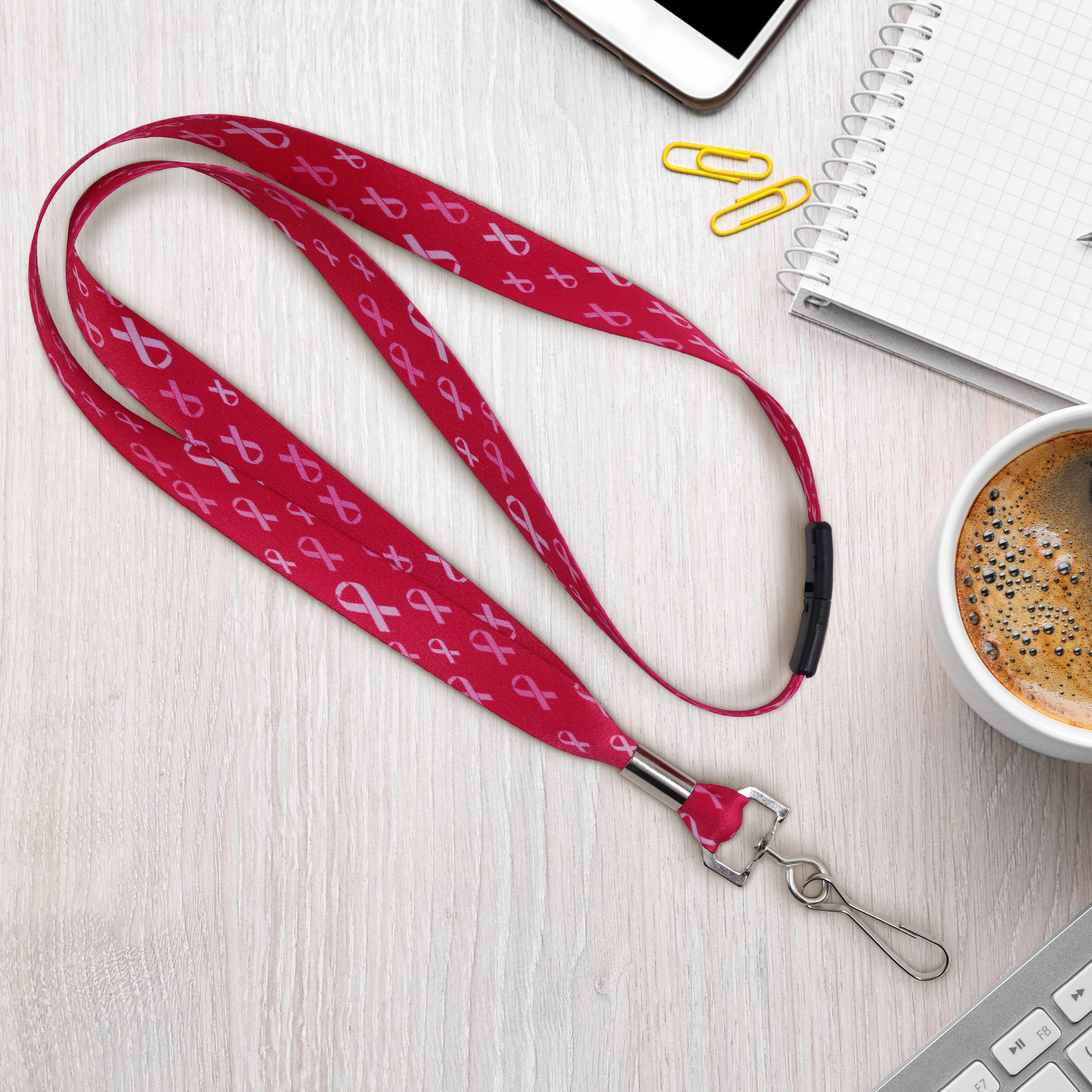 BHBCA06 | 5/8" Pre-decorated Breast Cancer Awareness Lanyards Bundle