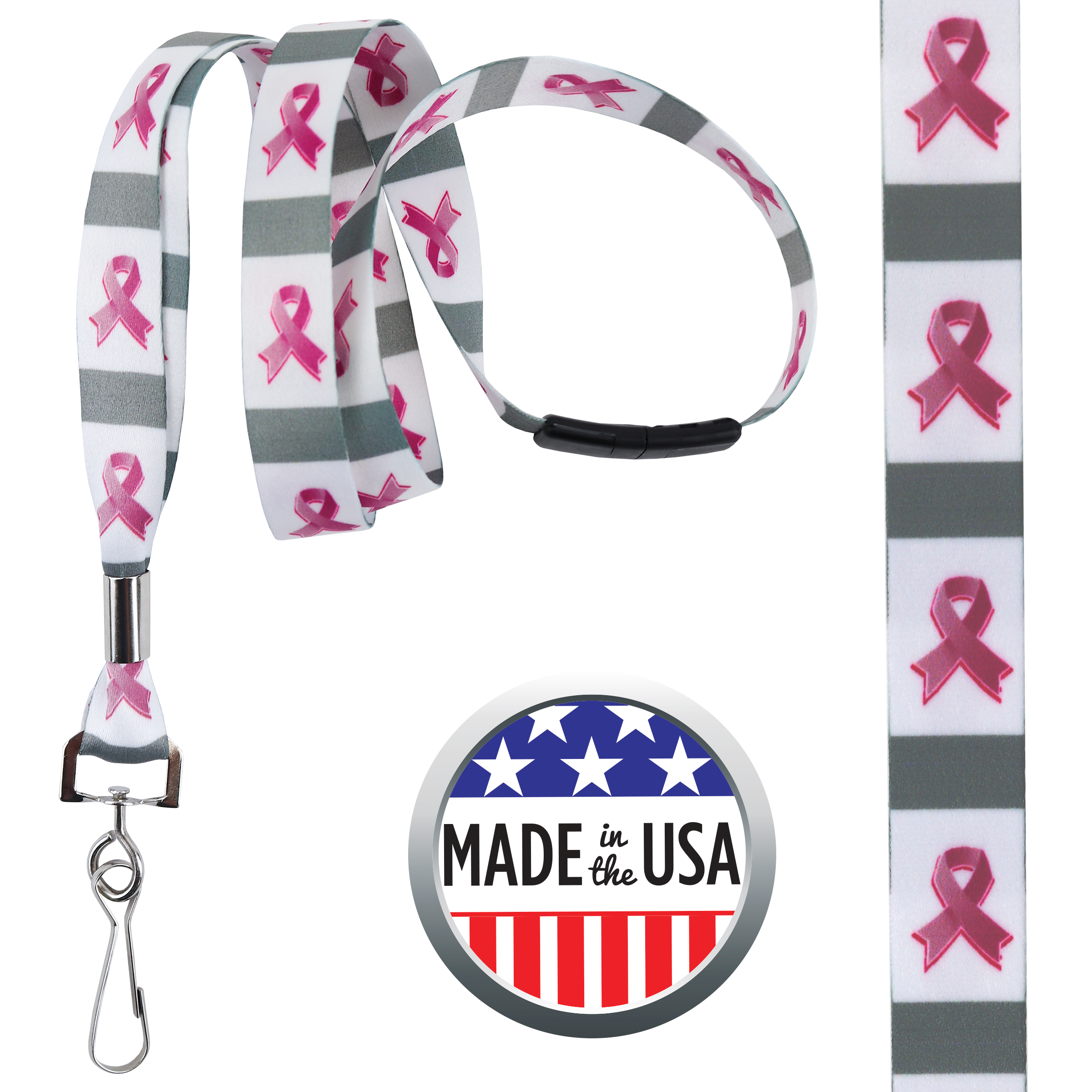 BHBCA07 | 5/8" Pre-decorated Breast Cancer Awareness Lanyards Bundle