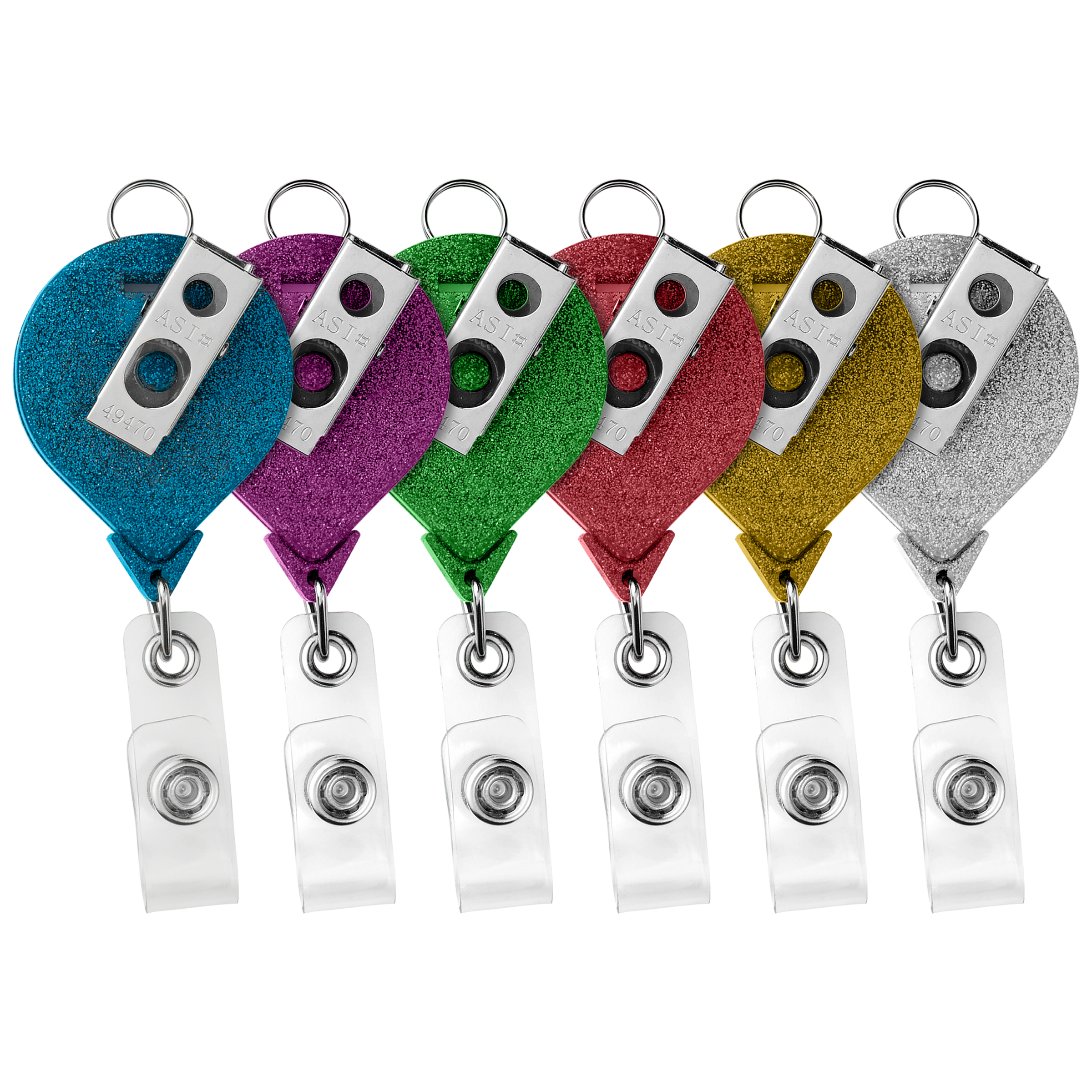 BHL44 | JUMBO Round Glitter Badge Reel with Lanyard Attachment