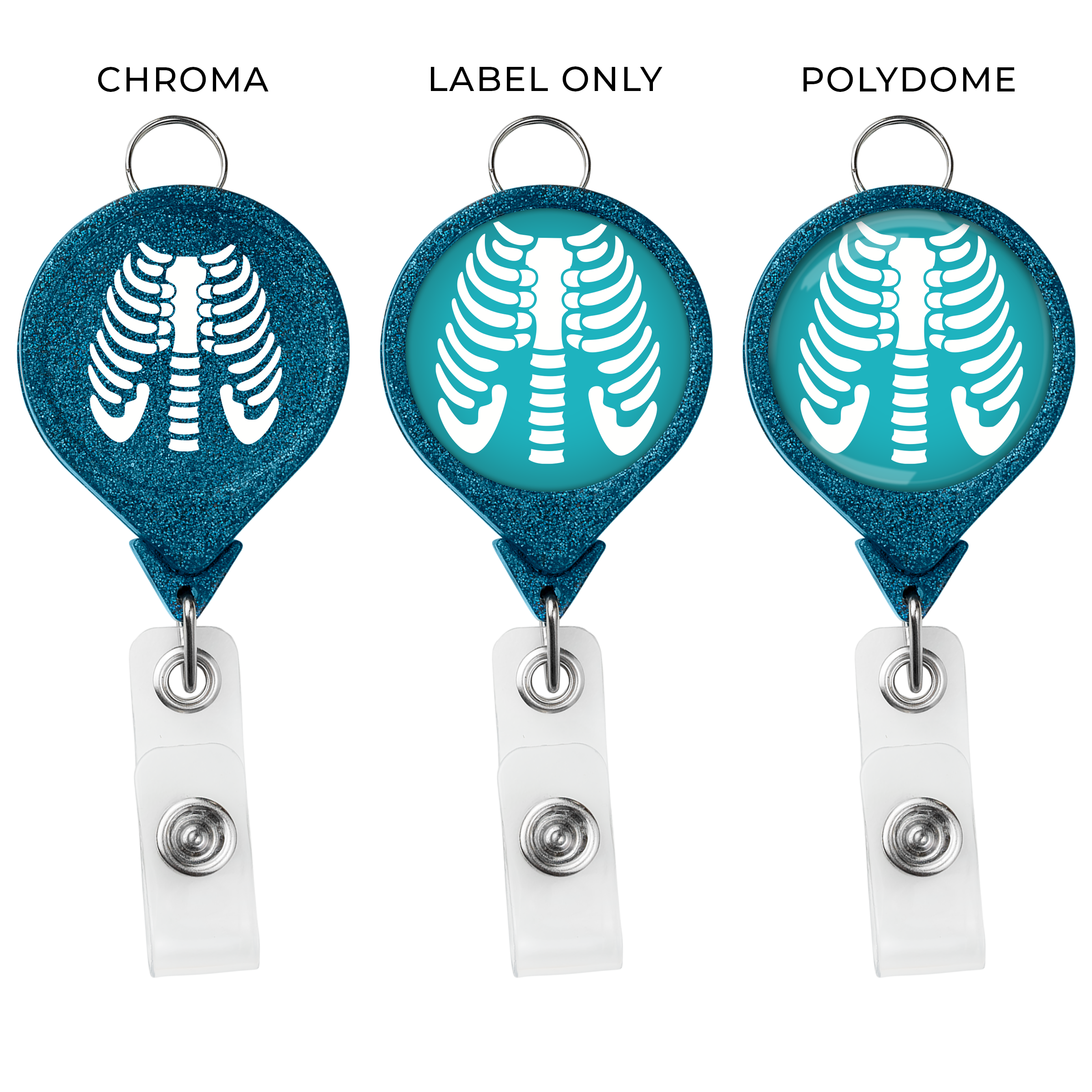 BHL44 | JUMBO Round Glitter Badge Reel with Lanyard Attachment