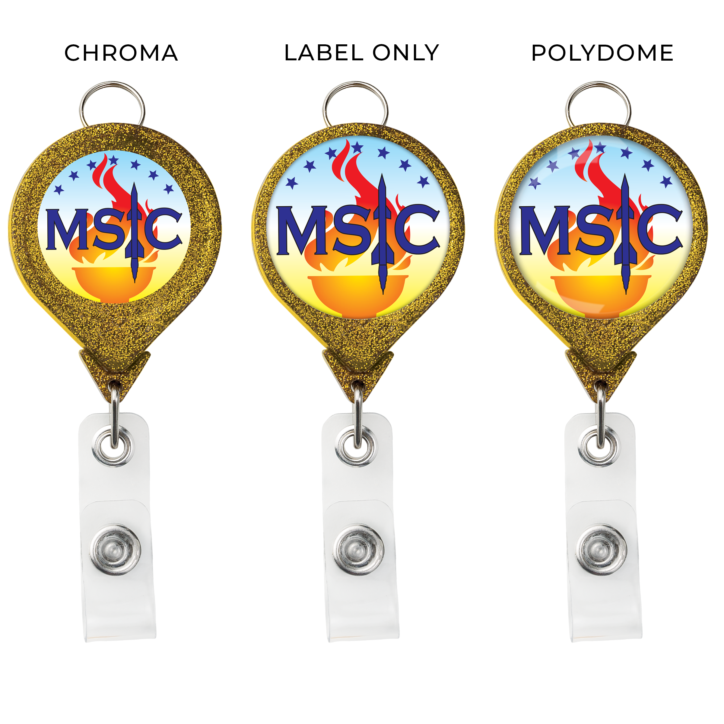 BHL44 | JUMBO Round Glitter Badge Reel with Lanyard Attachment