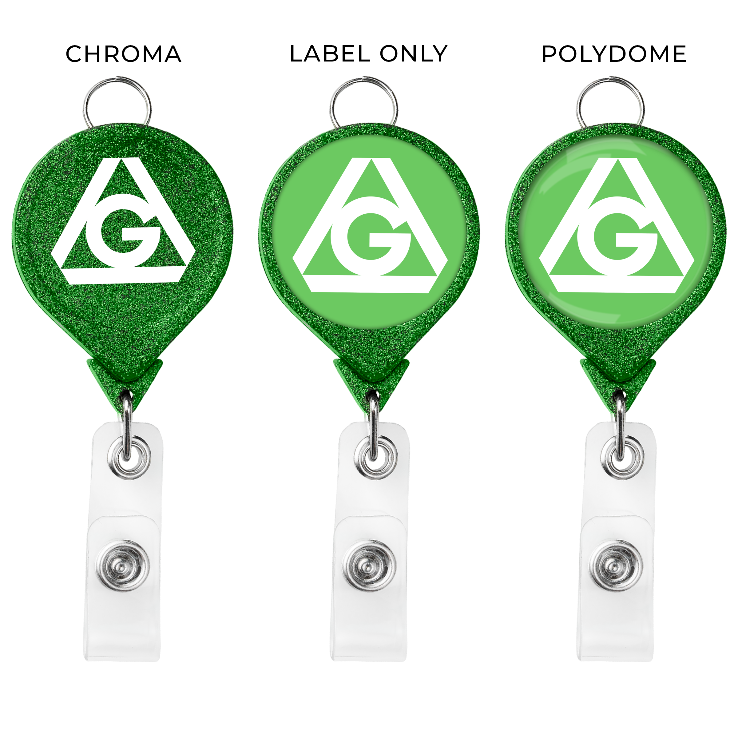 BHL44 | JUMBO Round Glitter Badge Reel with Lanyard Attachment