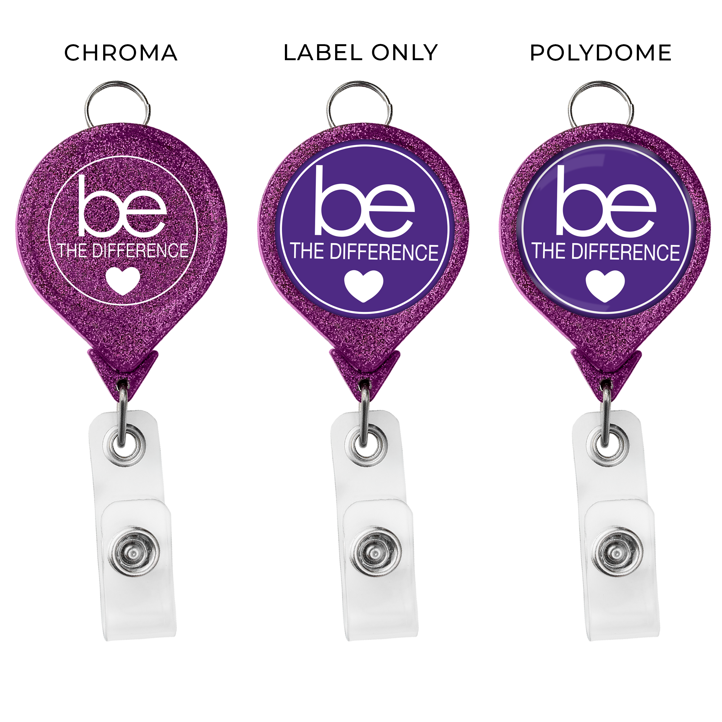 BHL44 | JUMBO Round Glitter Badge Reel with Lanyard Attachment