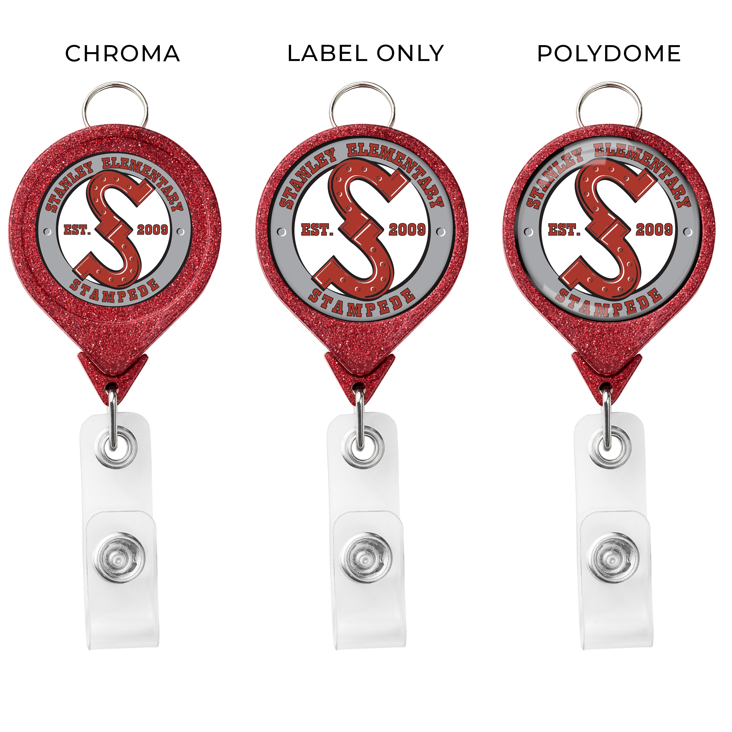 BHL44 | JUMBO Round Glitter Badge Reel with Lanyard Attachment