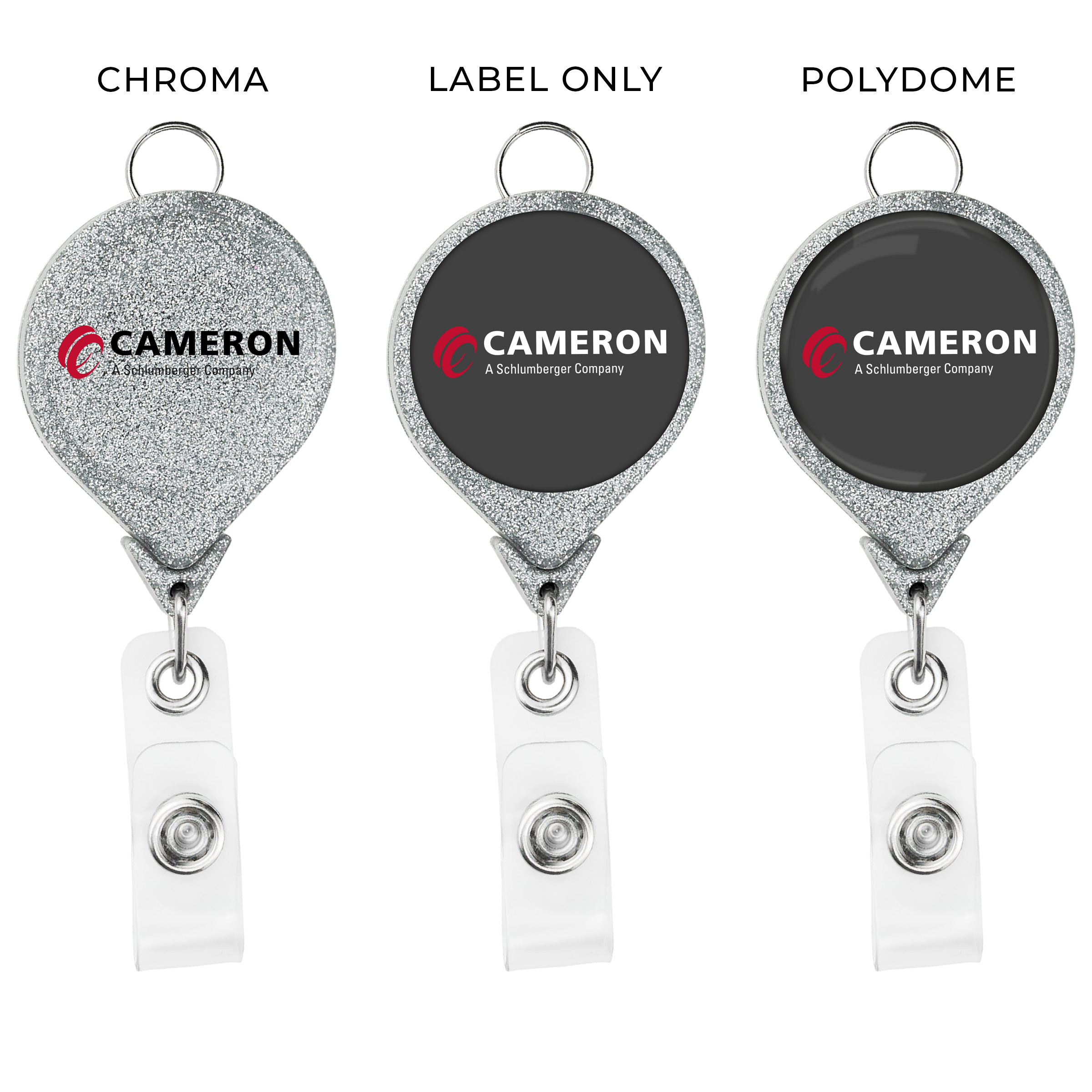 BHL44 | JUMBO Round Glitter Badge Reel with Lanyard Attachment