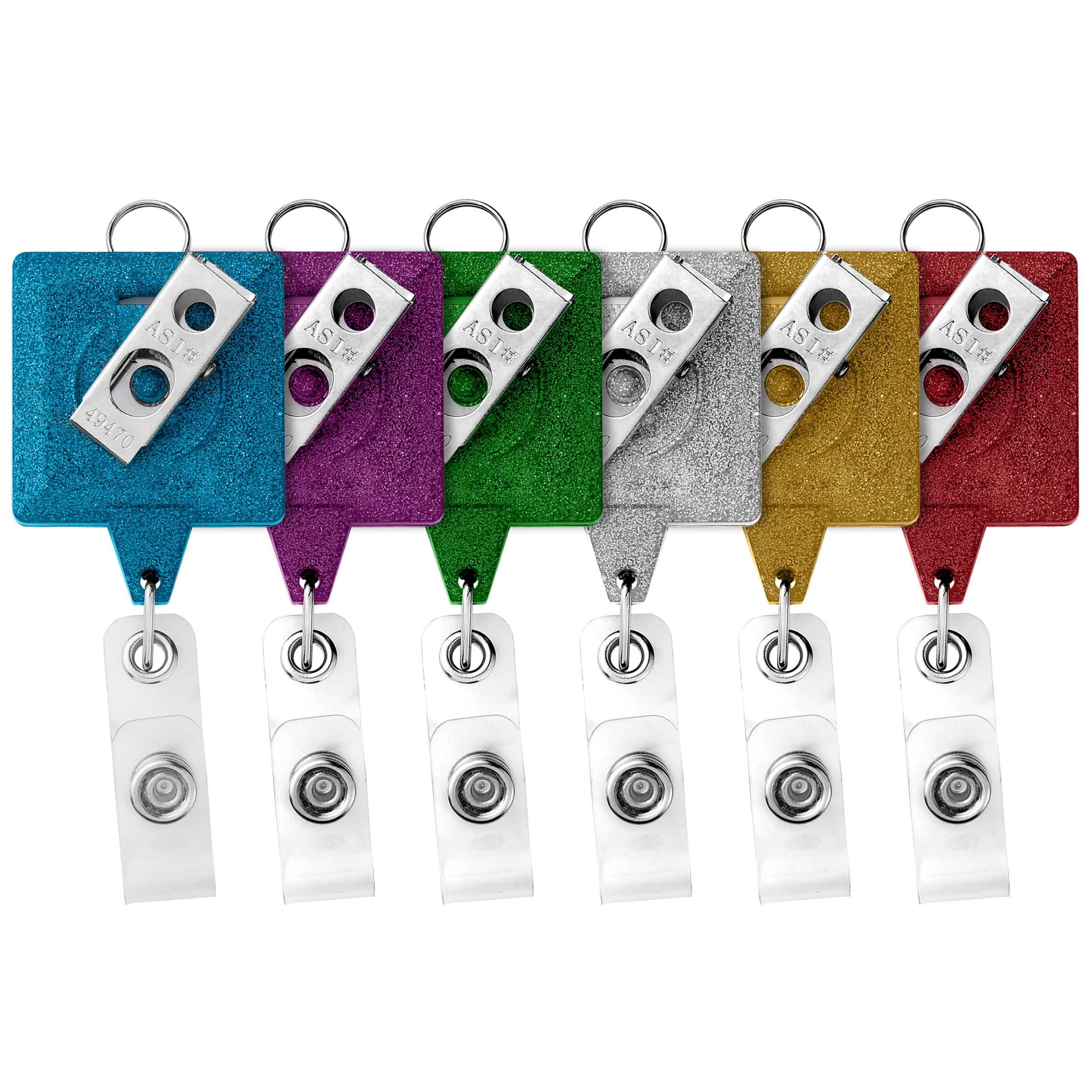 BHL55 | JUMBO Square Glitter Badge Reel with Lanyard Attachment