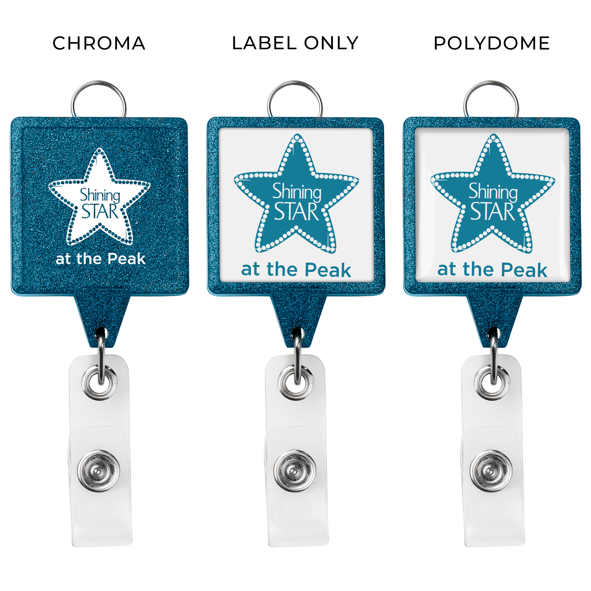 BHL55 | JUMBO Square Glitter Badge Reel with Lanyard Attachment