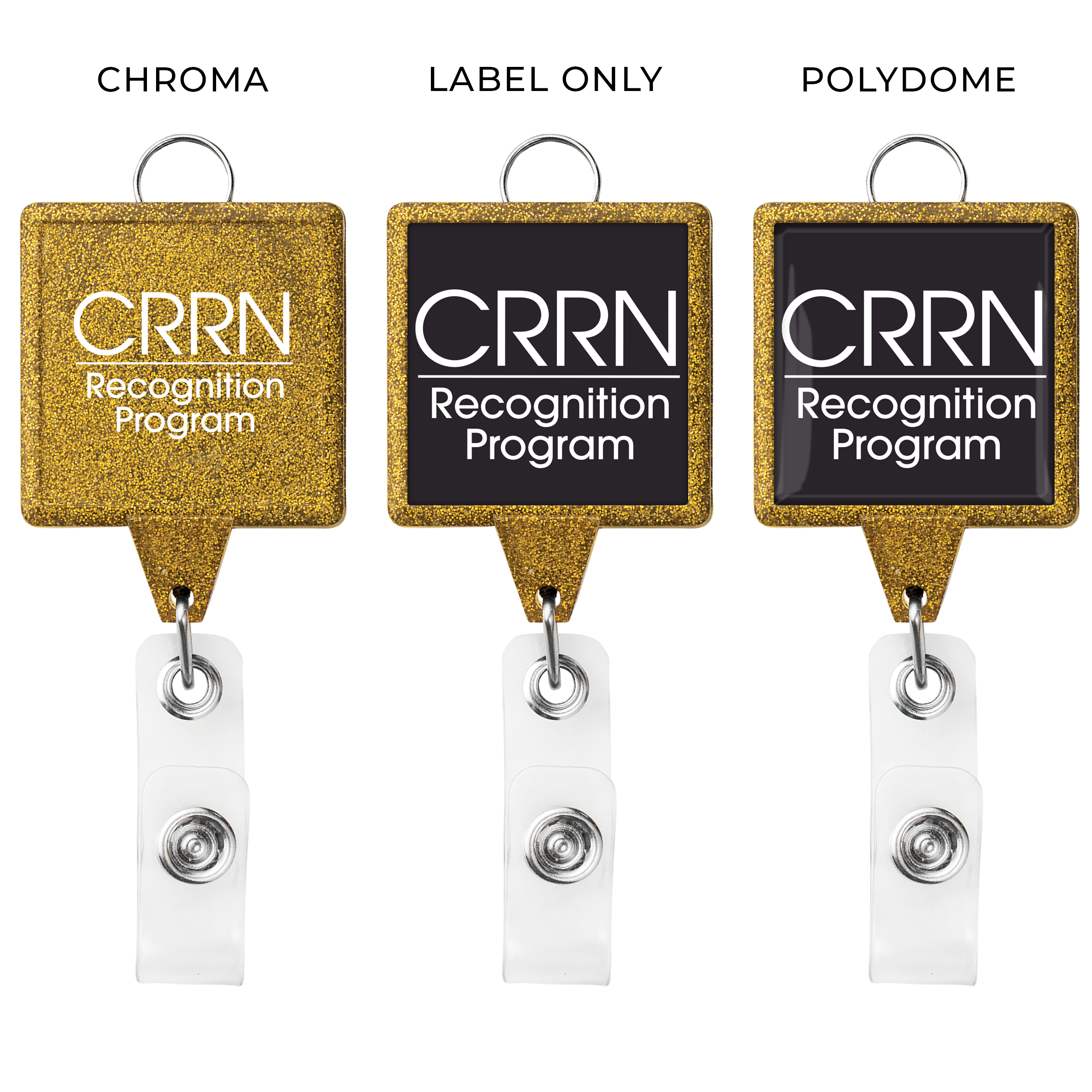 BHL55 | JUMBO Square Glitter Badge Reel with Lanyard Attachment