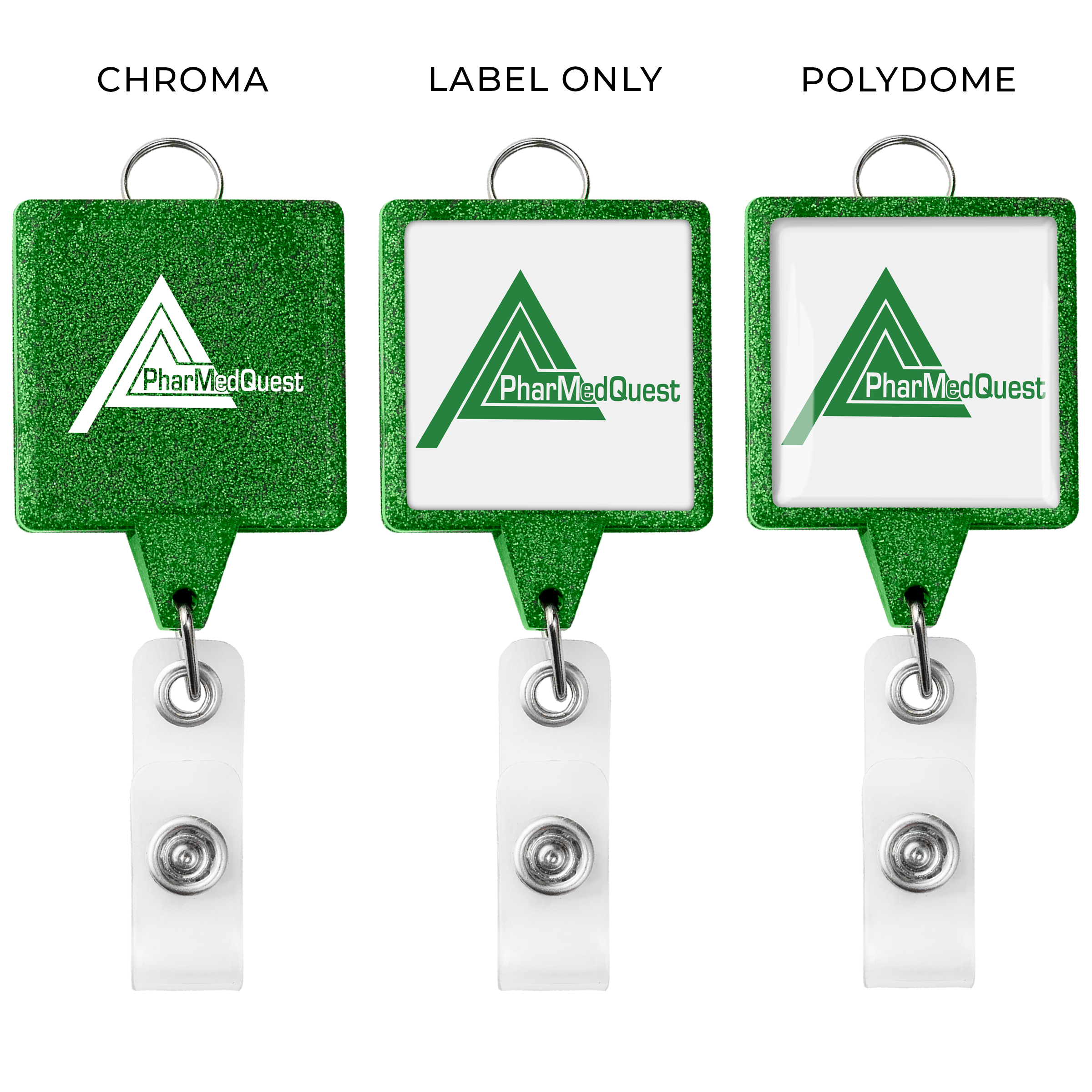 BHL55 | JUMBO Square Glitter Badge Reel with Lanyard Attachment