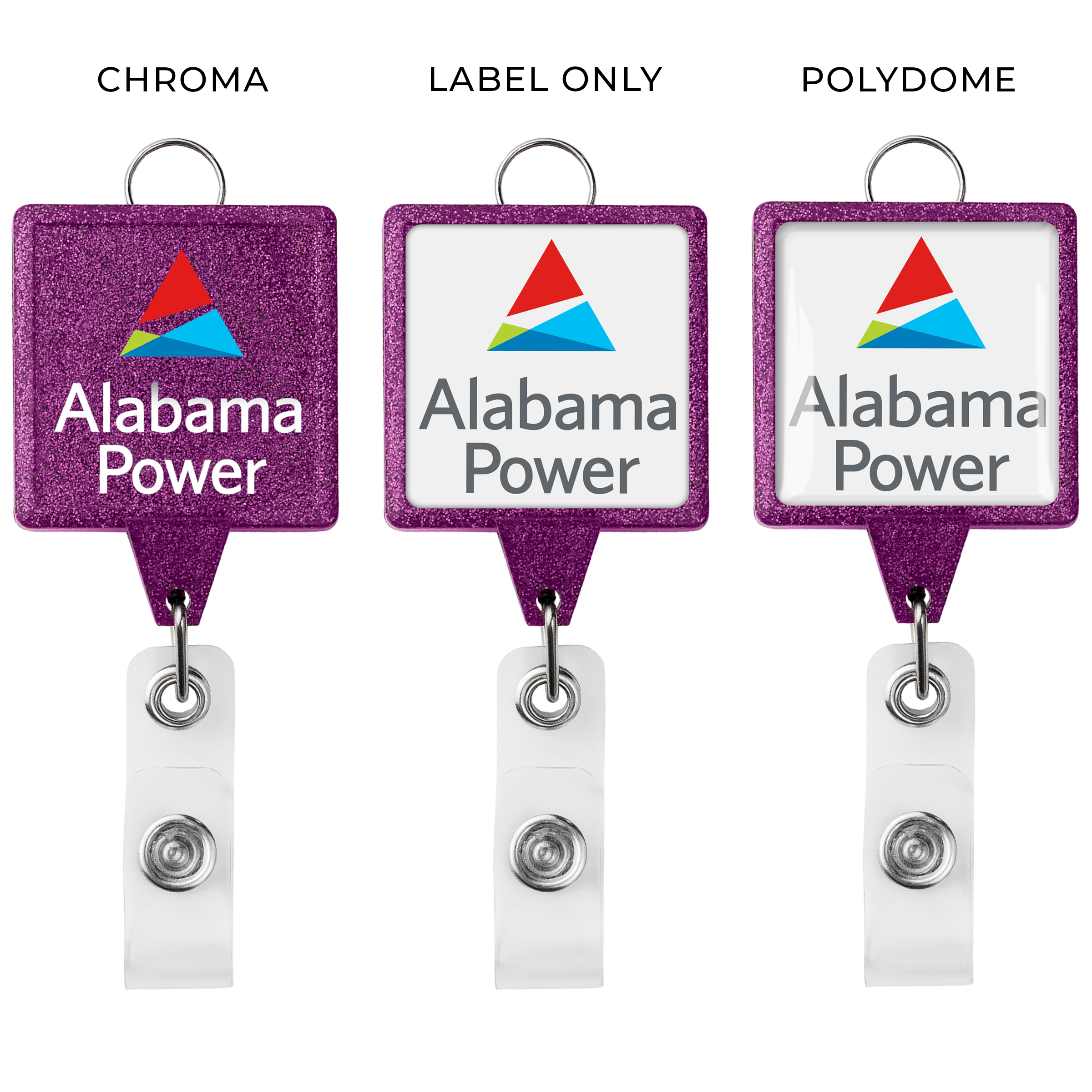 BHL55 | JUMBO Square Glitter Badge Reel with Lanyard Attachment